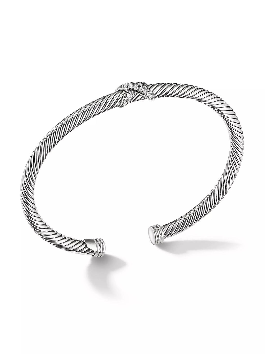 DAVID YURMAN X CLASSIC STERLING SILVER DIAMONDS CABLE STATION BRACELET