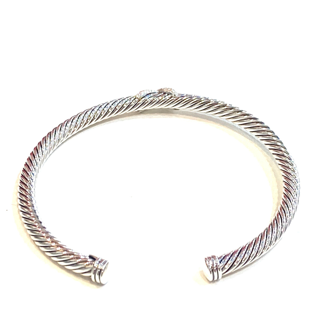 DAVID YURMAN X CLASSIC STERLING SILVER DIAMONDS CABLE STATION BRACELET