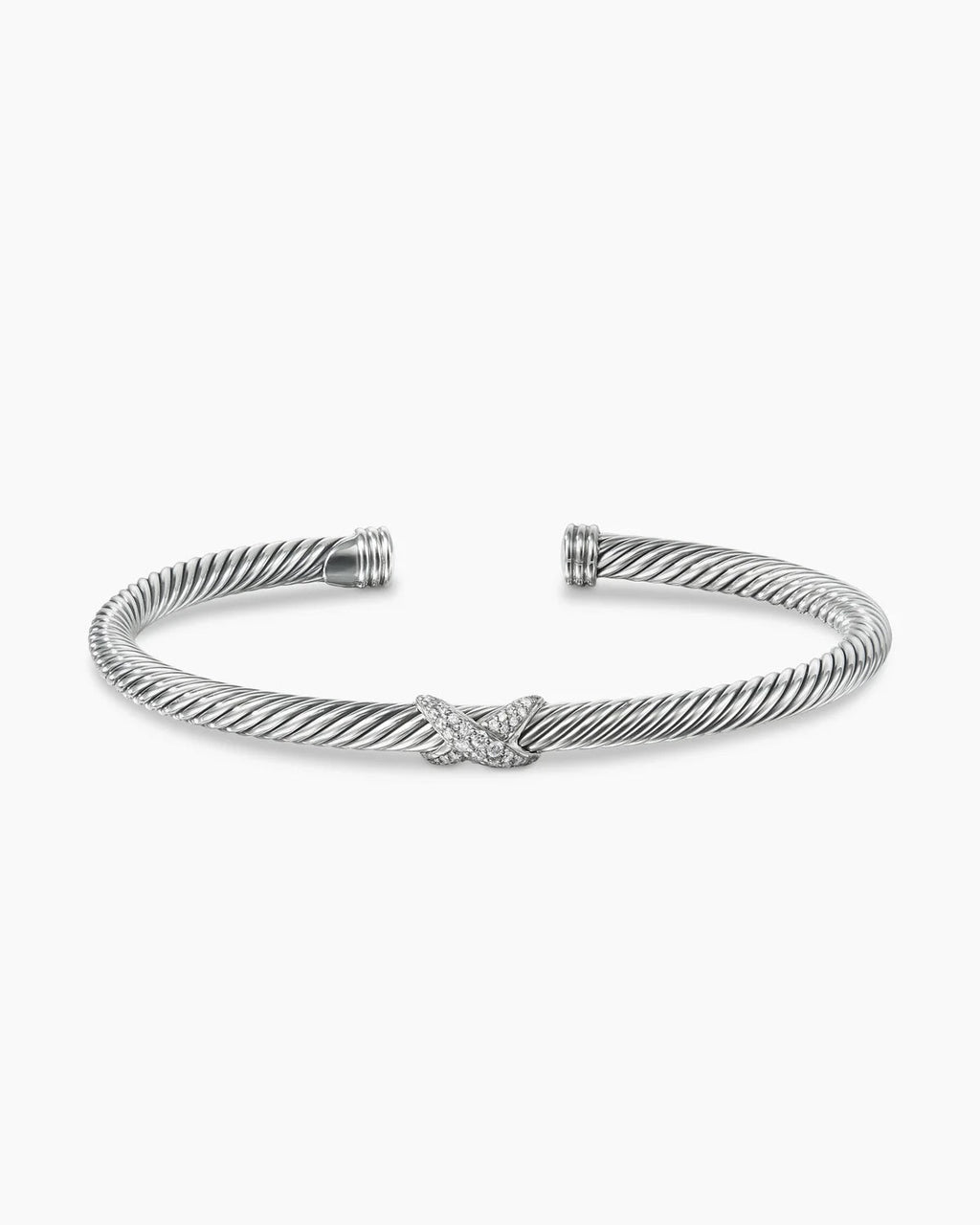 DAVID YURMAN X CLASSIC STERLING SILVER DIAMONDS CABLE STATION BRACELET