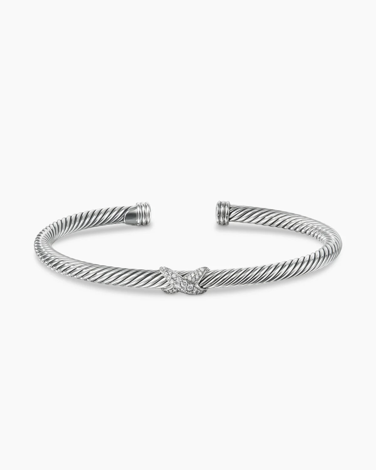 DAVID YURMAN X CLASSIC STERLING SILVER DIAMONDS CABLE STATION BRACELET