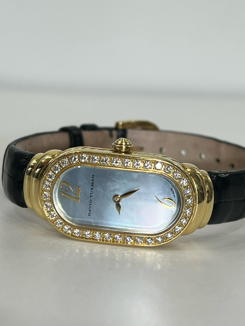 DAVID YURMAN 18K GOLD MADISON DIAMOND BEZEL WATCH