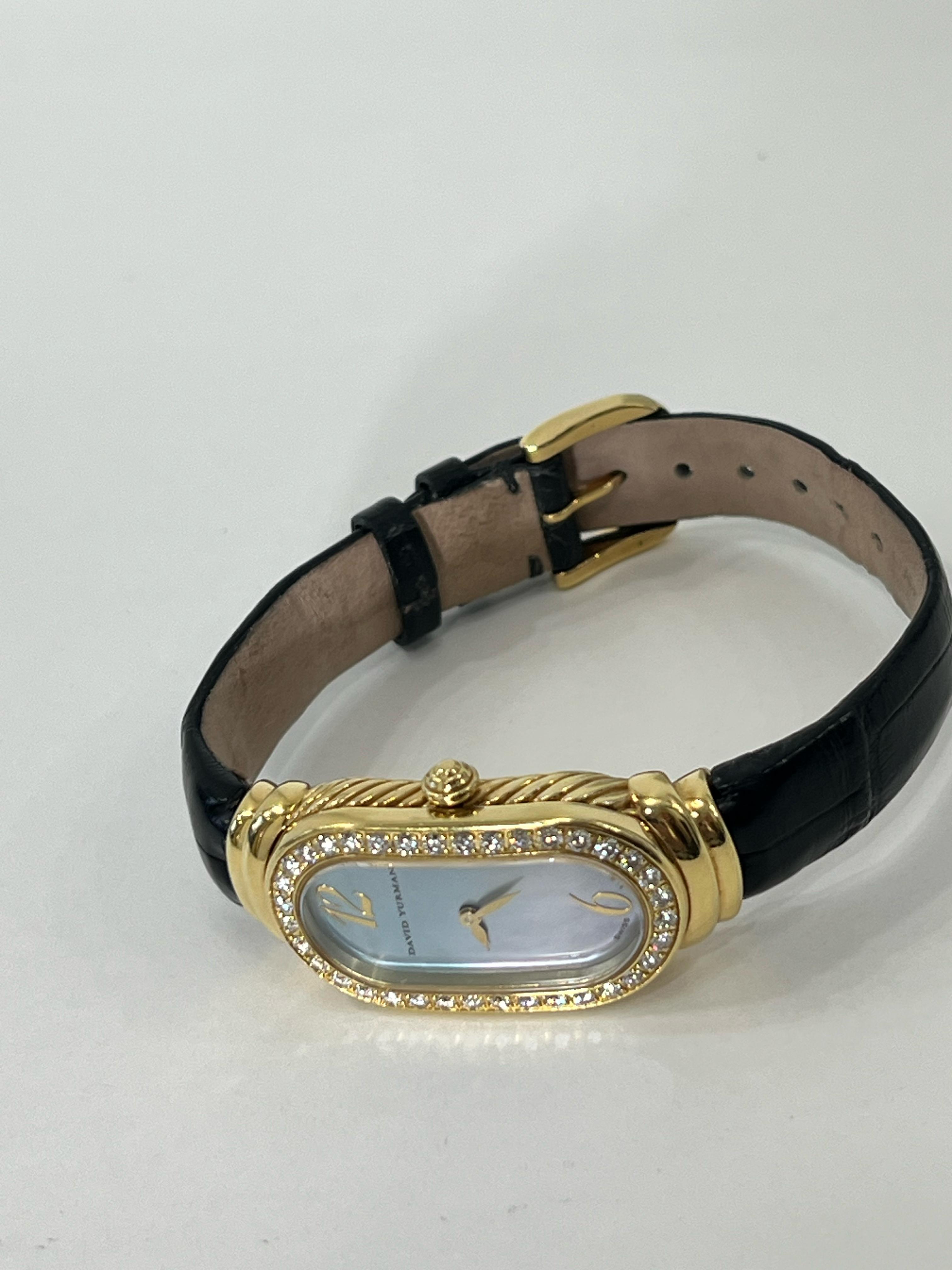 DAVID YURMAN 18K GOLD MADISON DIAMOND BEZEL WATCH