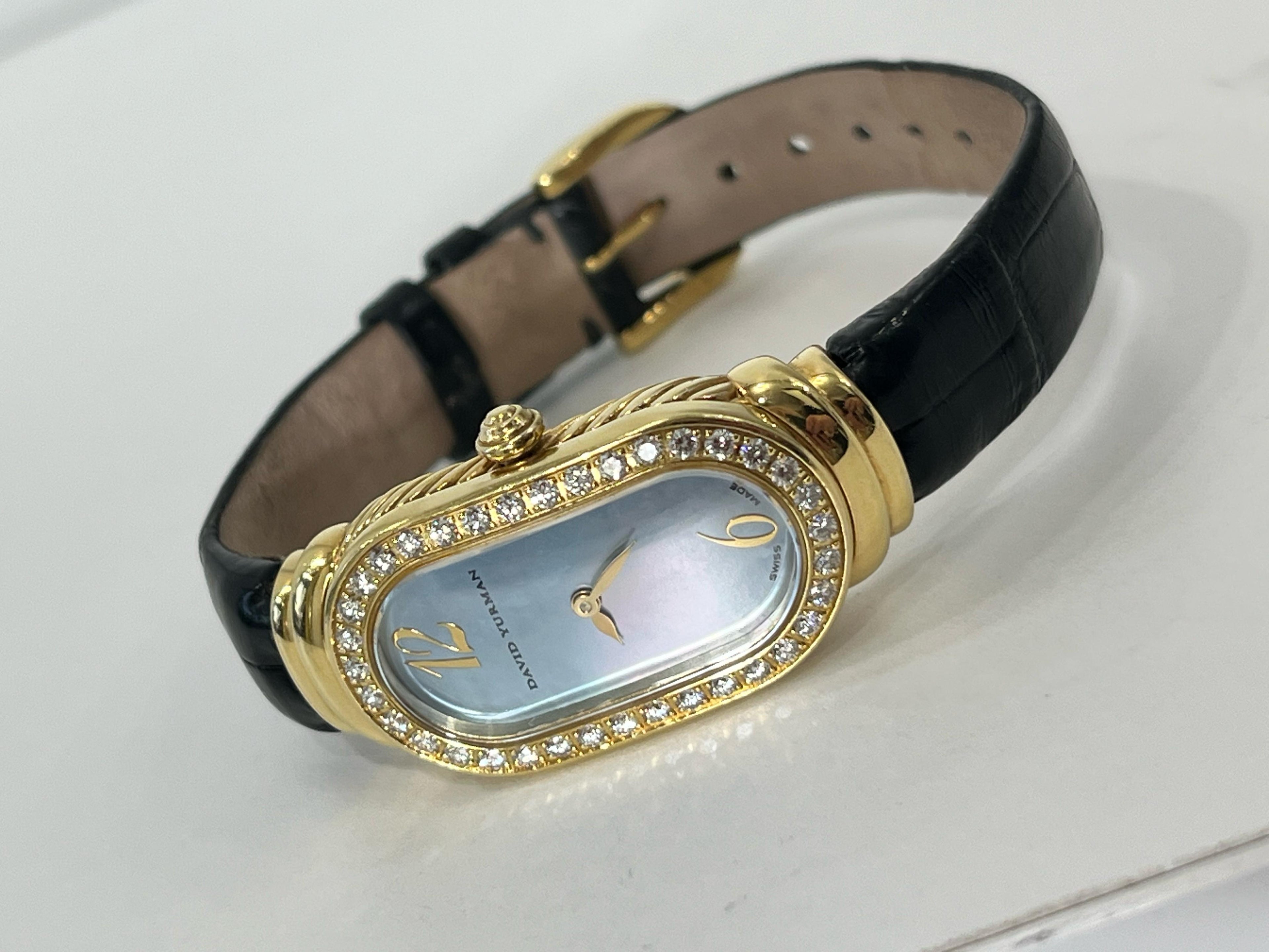 DAVID YURMAN 18K GOLD MADISON DIAMOND BEZEL WATCH
