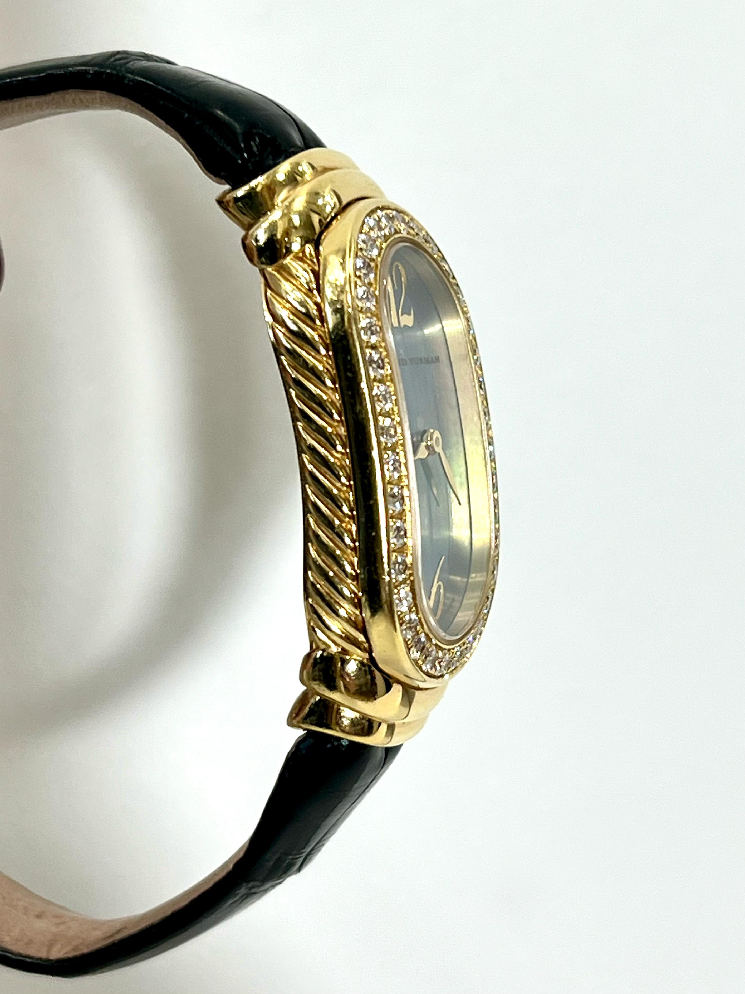 DAVID YURMAN 18K GOLD MADISON DIAMOND BEZEL WATCH