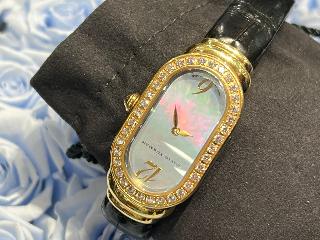 DAVID YURMAN 18K GOLD MADISON DIAMOND BEZEL WATCH