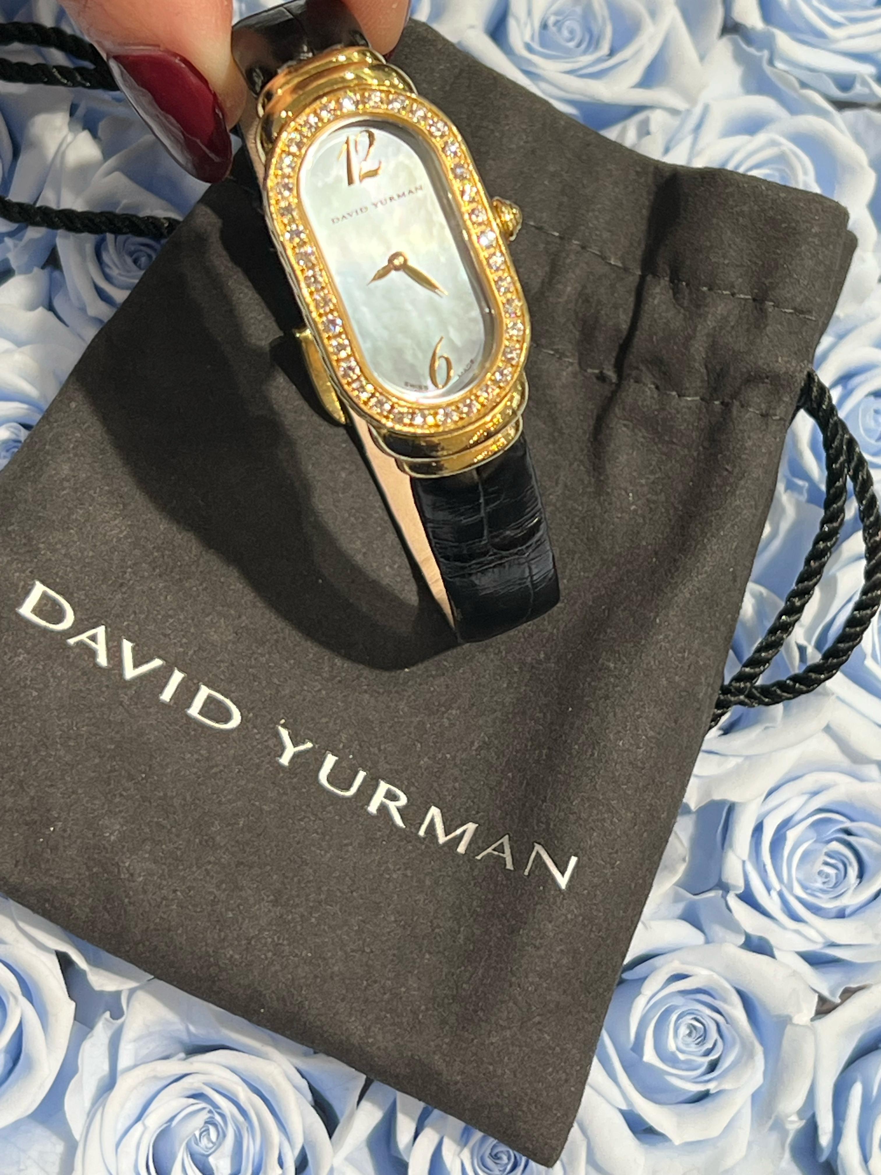 DAVID YURMAN 18K GOLD MADISON DIAMOND BEZEL WATCH