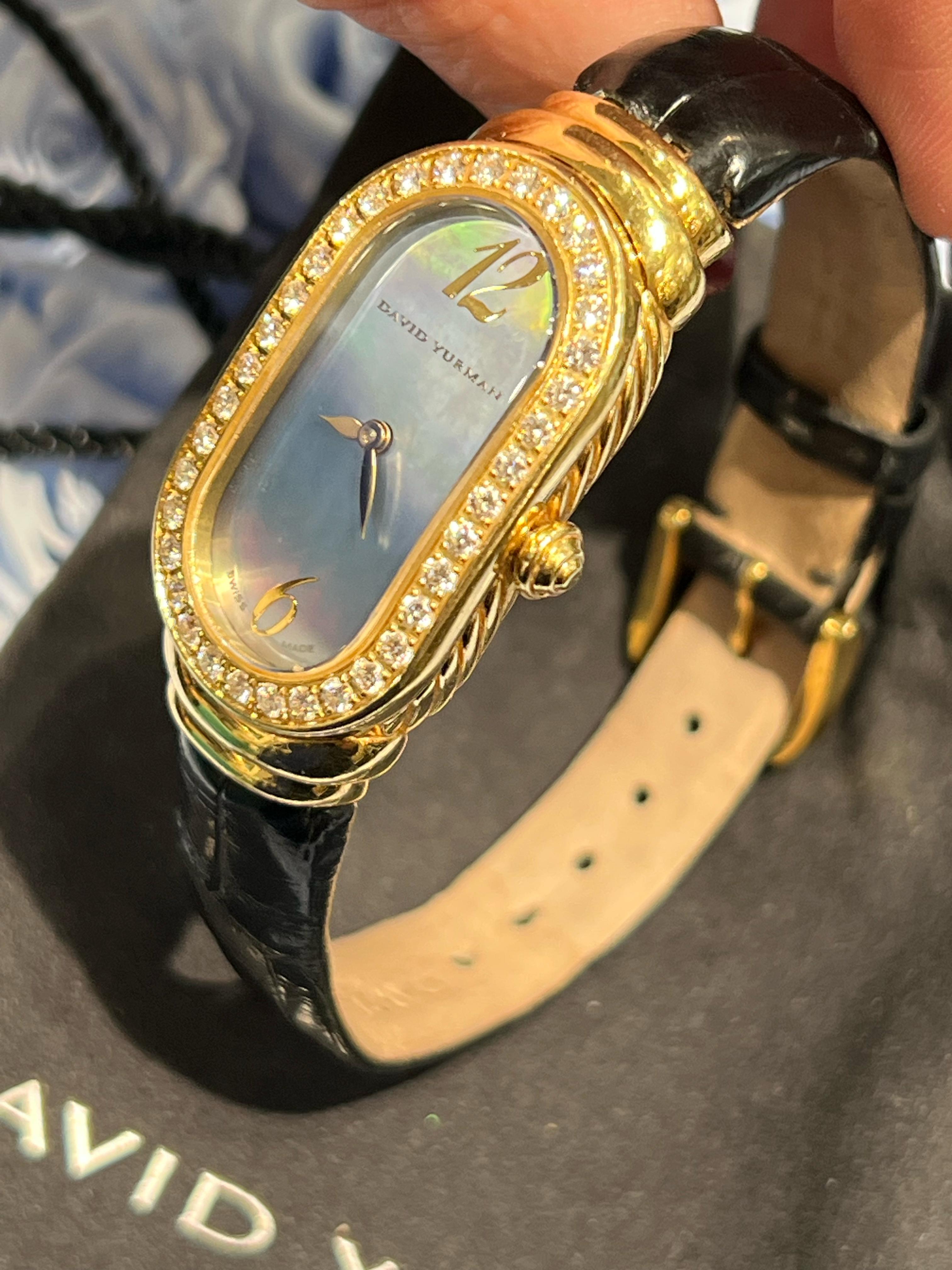 DAVID YURMAN 18K GOLD MADISON DIAMOND BEZEL WATCH