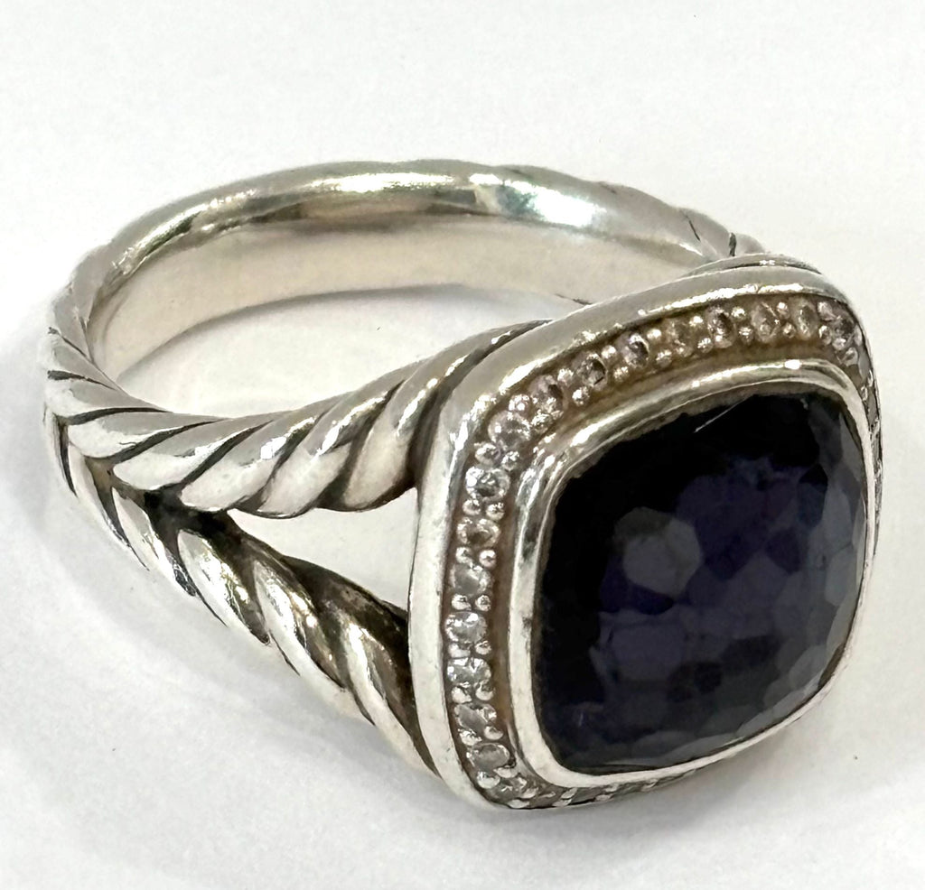 DY STERLING SILVER BLACK ORCHID & DIAMOND ALBION RING