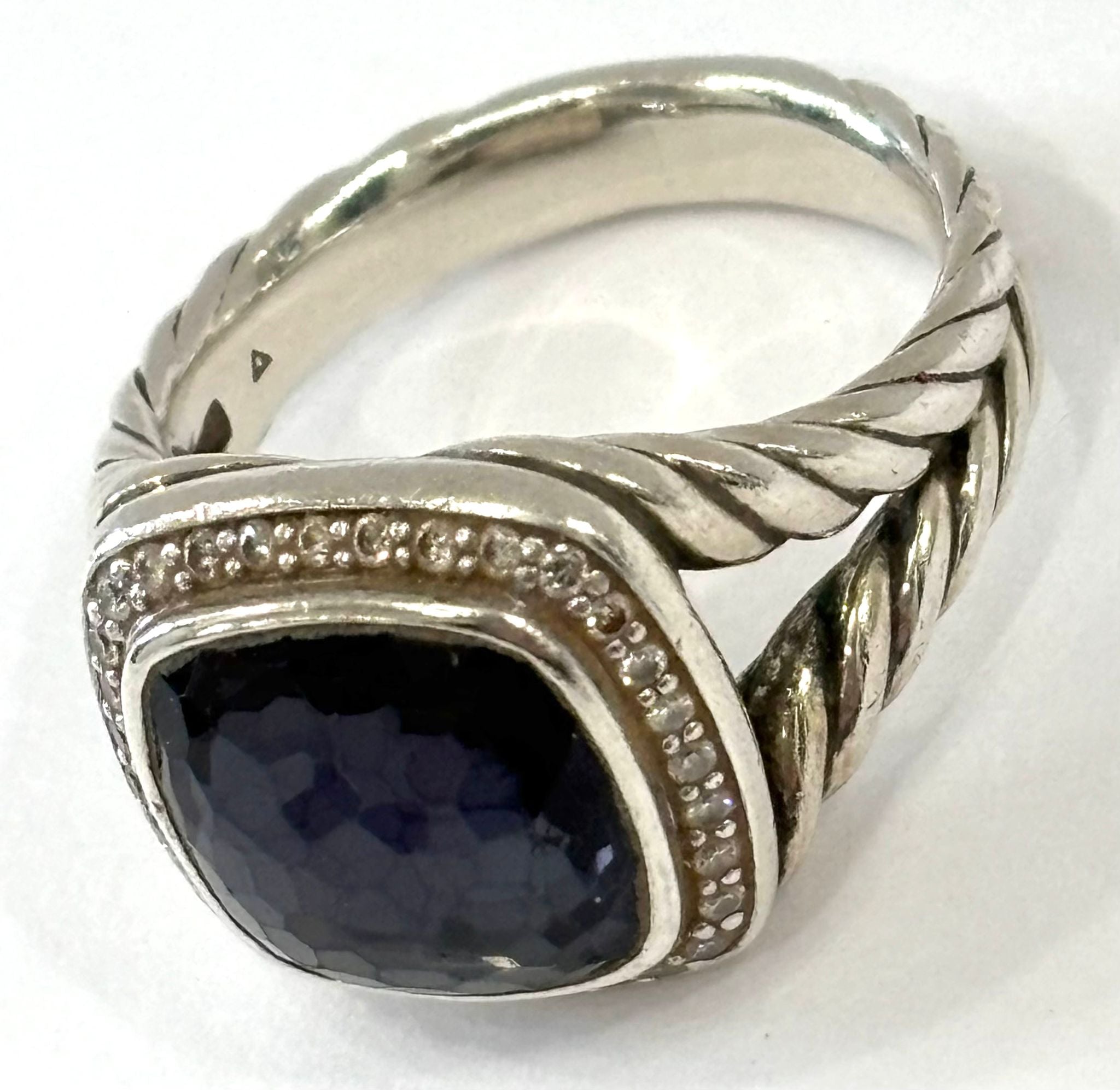 DY STERLING SILVER BLACK ORCHID & DIAMOND ALBION RING