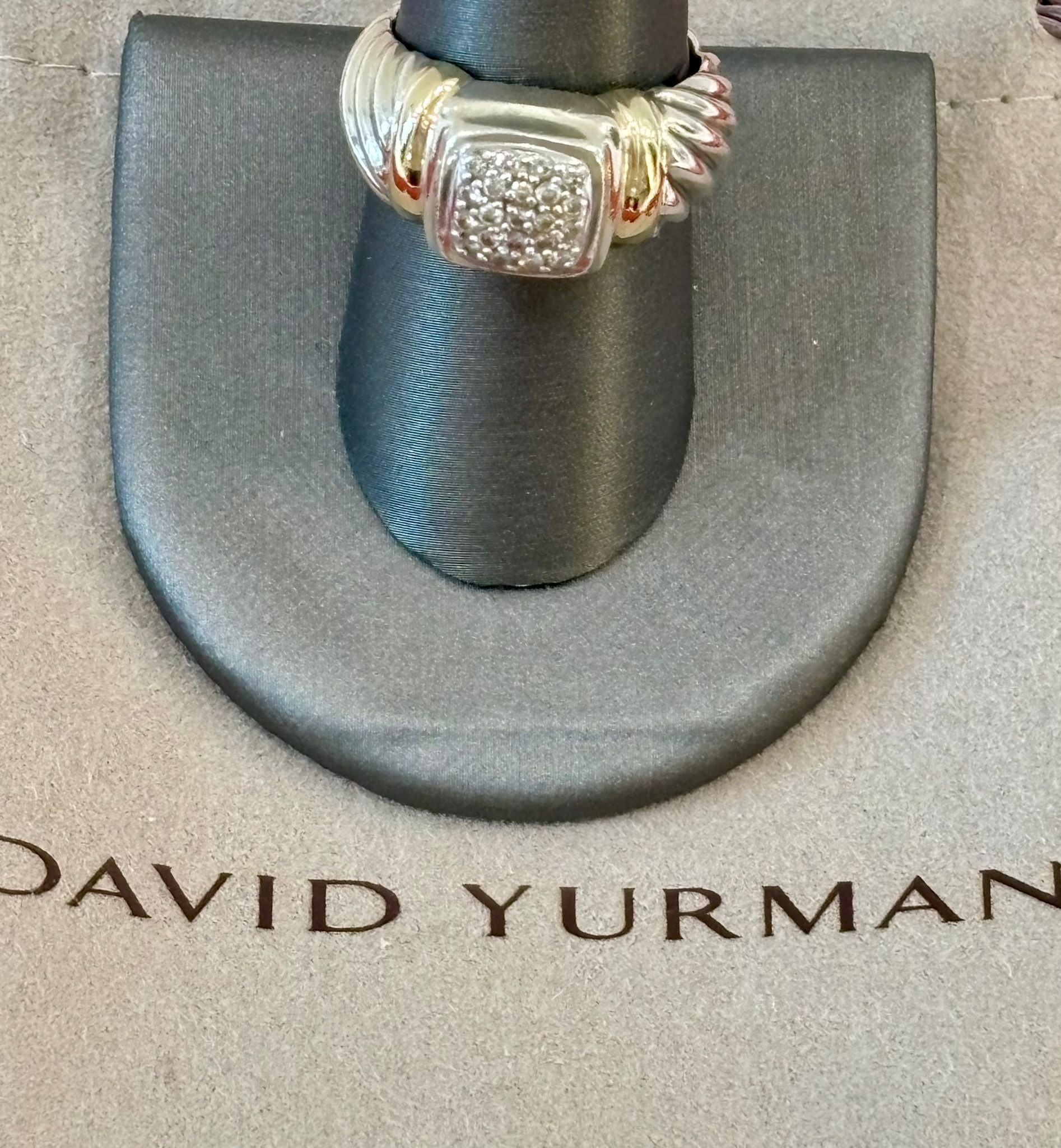 DY STERLING SILVER PAVE DIAMOND 18K YELLOW GOLD STATEMENT RING