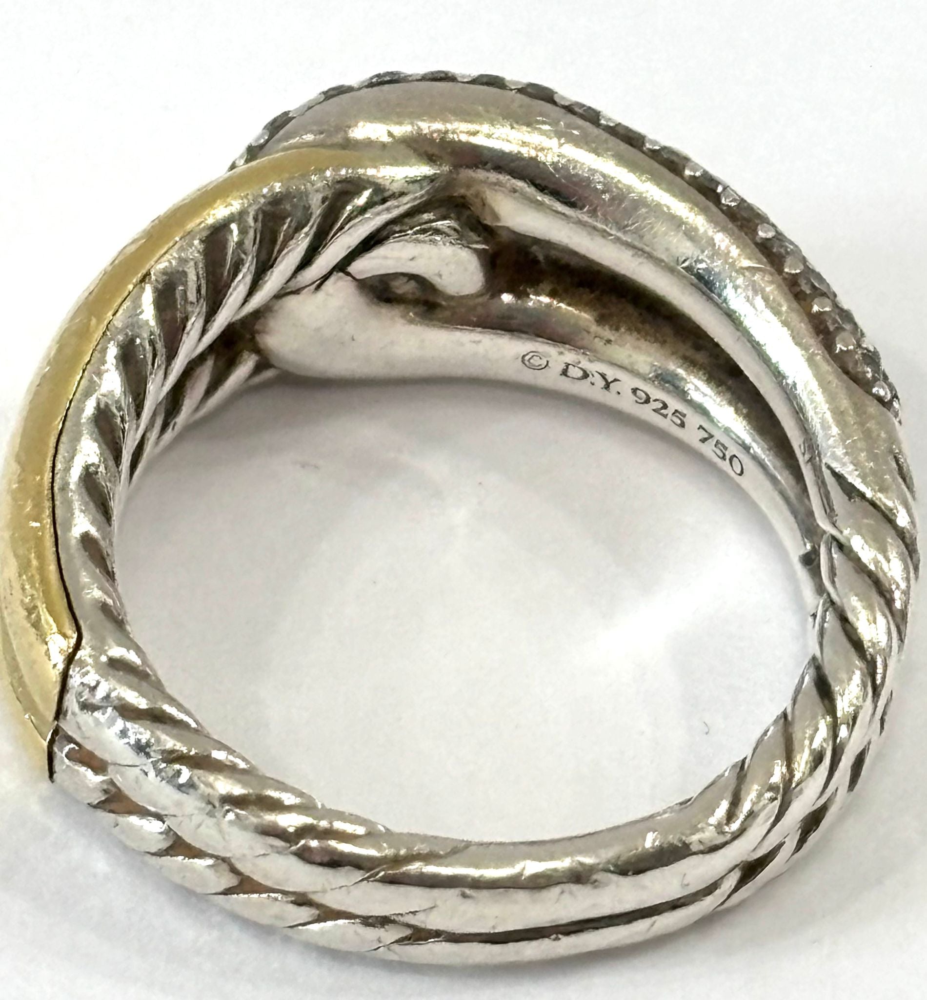 DY LABYRINTH STERLING SILVER 18K GOLD DIAMONDS SINGLE LOOP RING