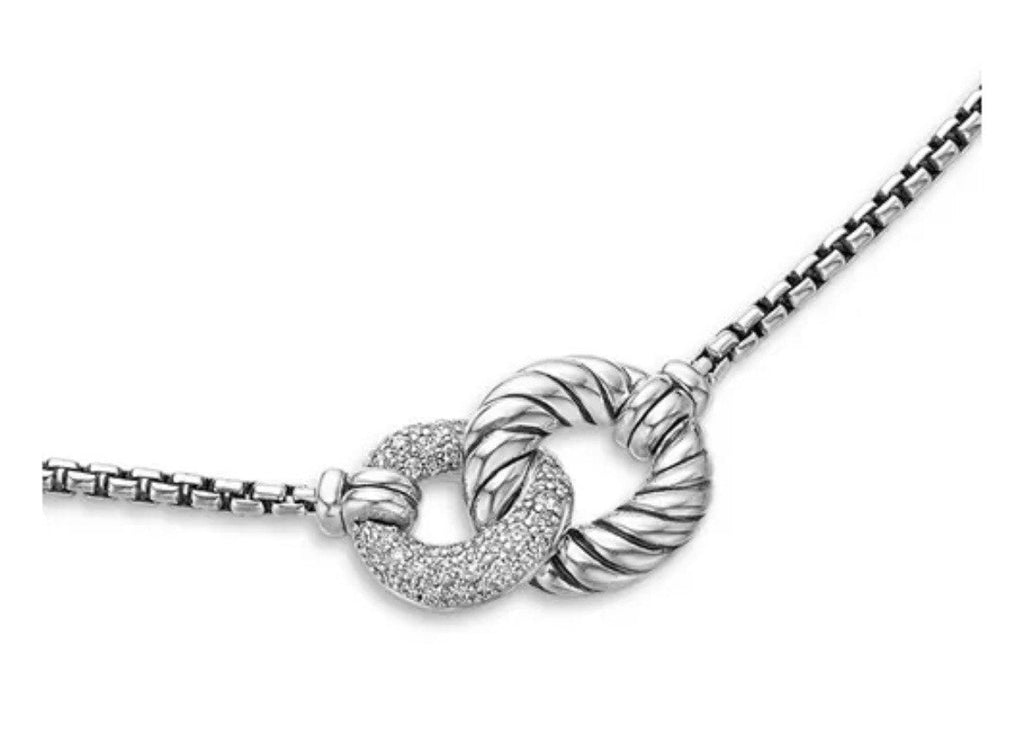 DAVID YURMAN BELMONT® CURB LINK STERLING SILVER DIAMOND NECKLACE