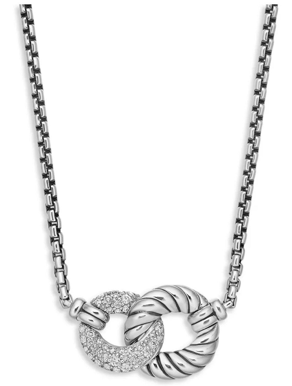 DAVID YURMAN BELMONT® CURB LINK STERLING SILVER DIAMOND NECKLACE