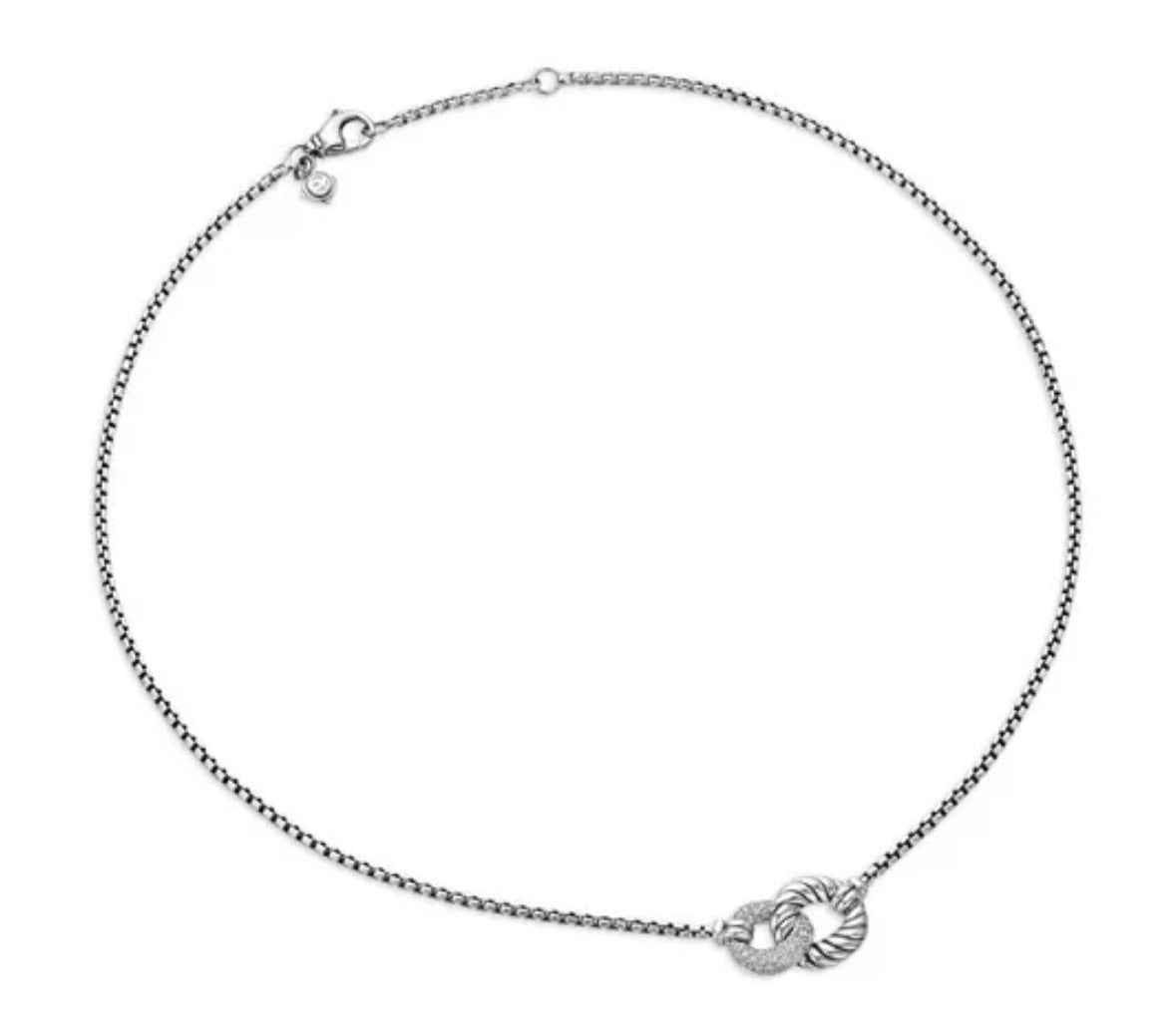 DAVID YURMAN BELMONT® CURB LINK STERLING SILVER DIAMOND NECKLACE