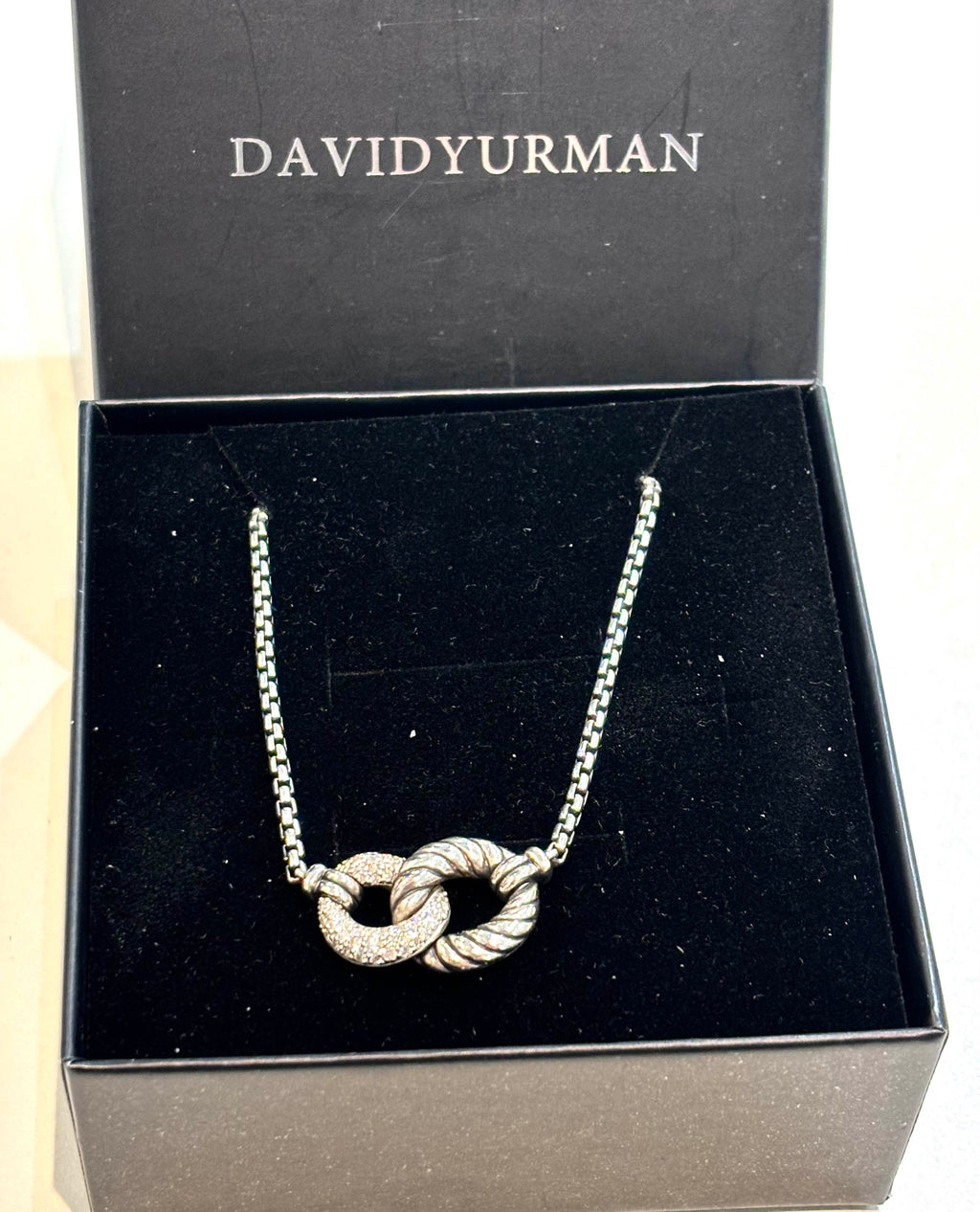 DAVID YURMAN BELMONT® CURB LINK STERLING SILVER DIAMOND NECKLACE