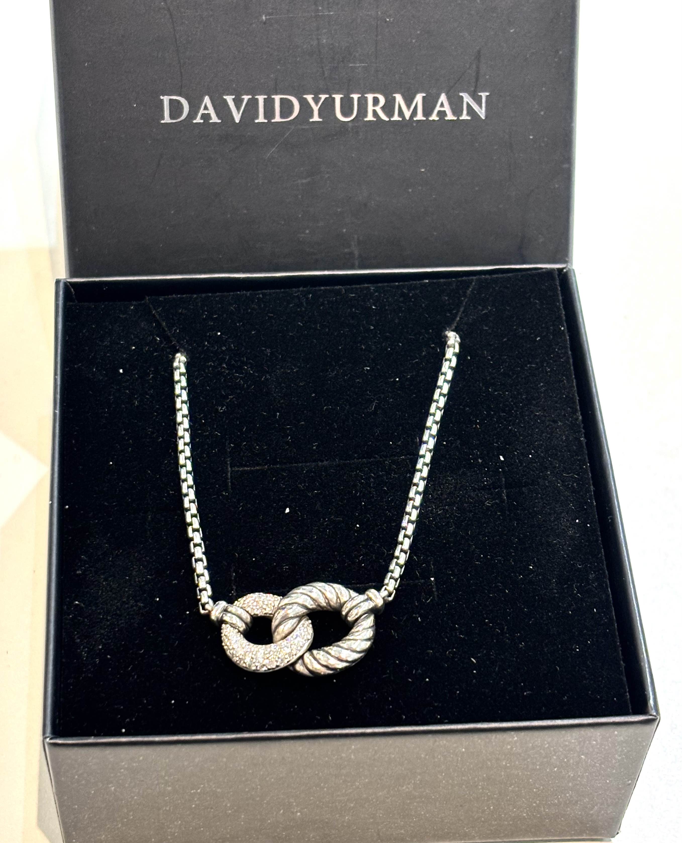 DAVID YURMAN BELMONT® CURB LINK STERLING SILVER DIAMOND NECKLACE