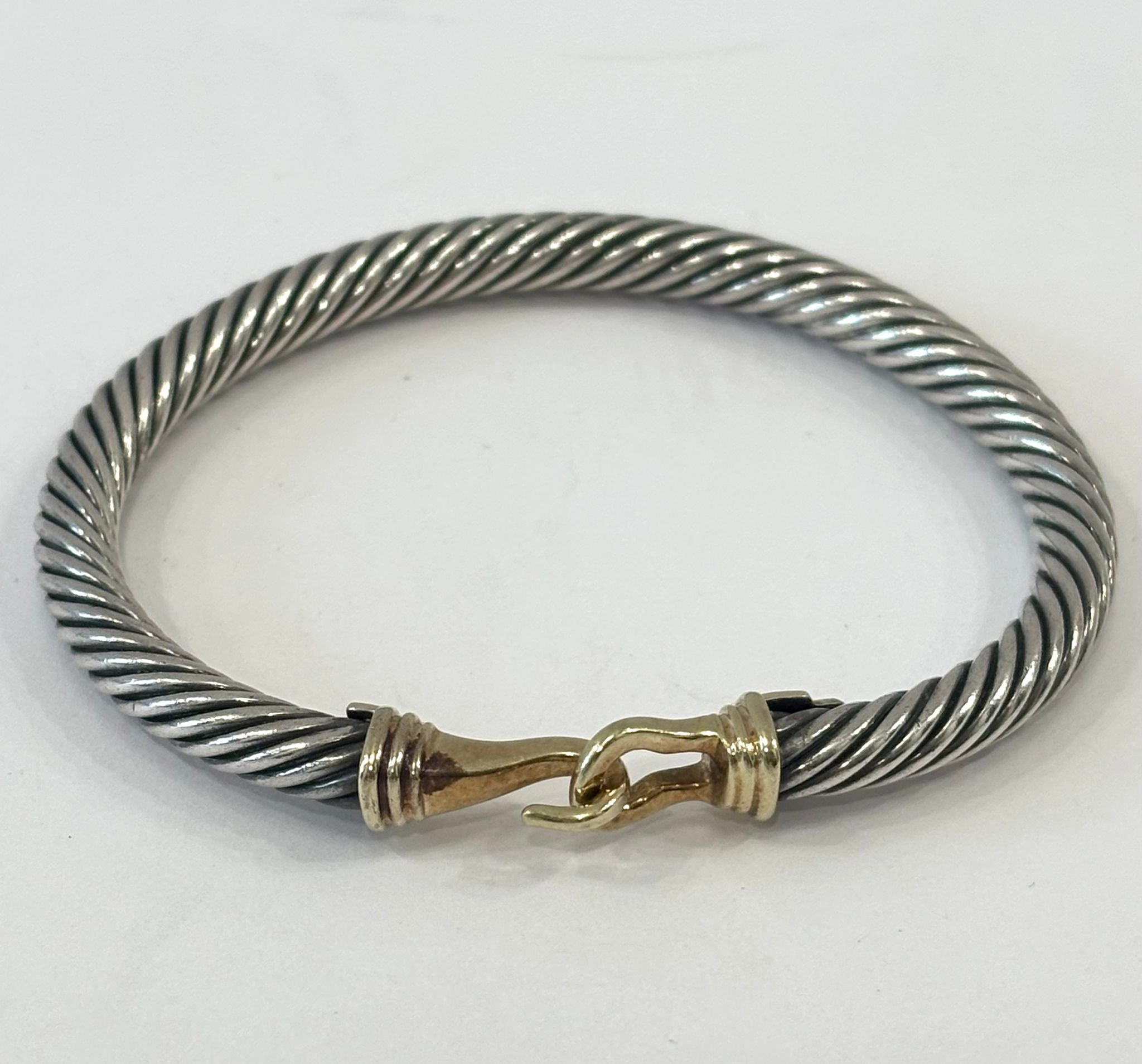 DY BUCKLE CLASSIC CABLE STERLING SILVER 18K GOLD BRACELET
