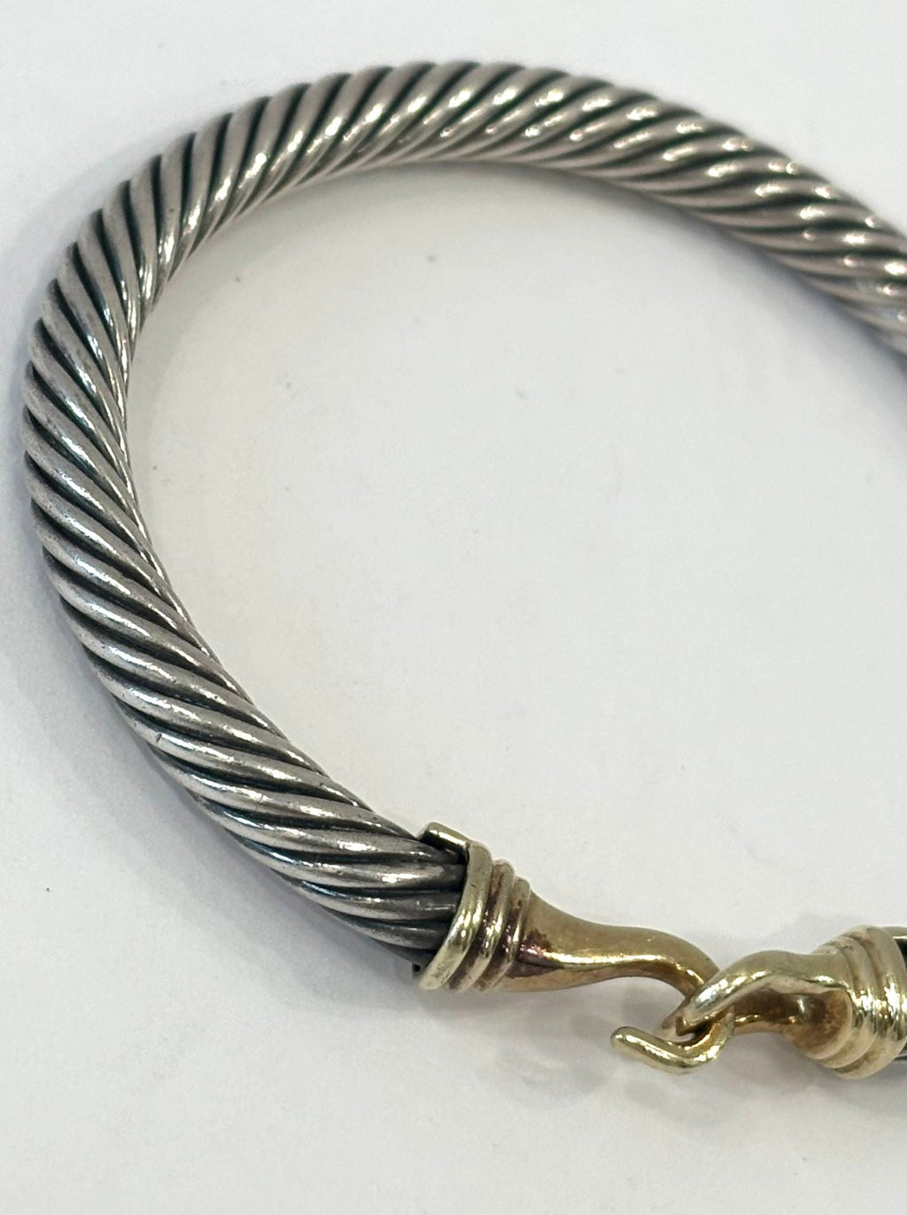 DY BUCKLE CLASSIC CABLE STERLING SILVER 18K GOLD BRACELET