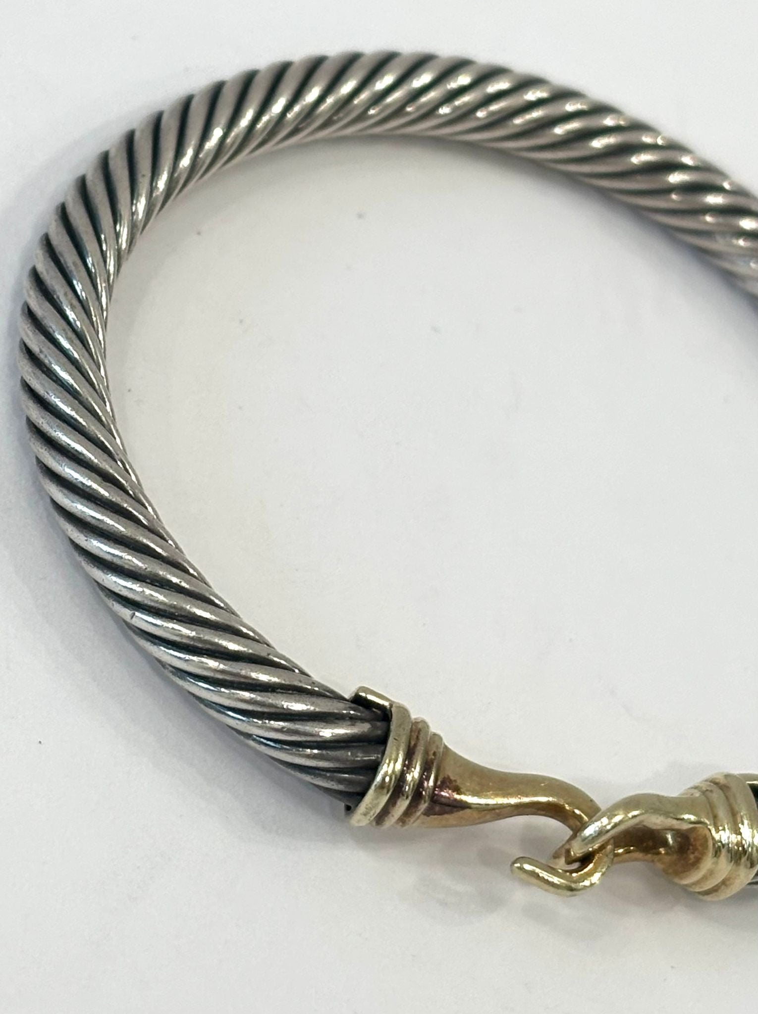 DY BUCKLE CLASSIC CABLE STERLING SILVER 18K GOLD BRACELET