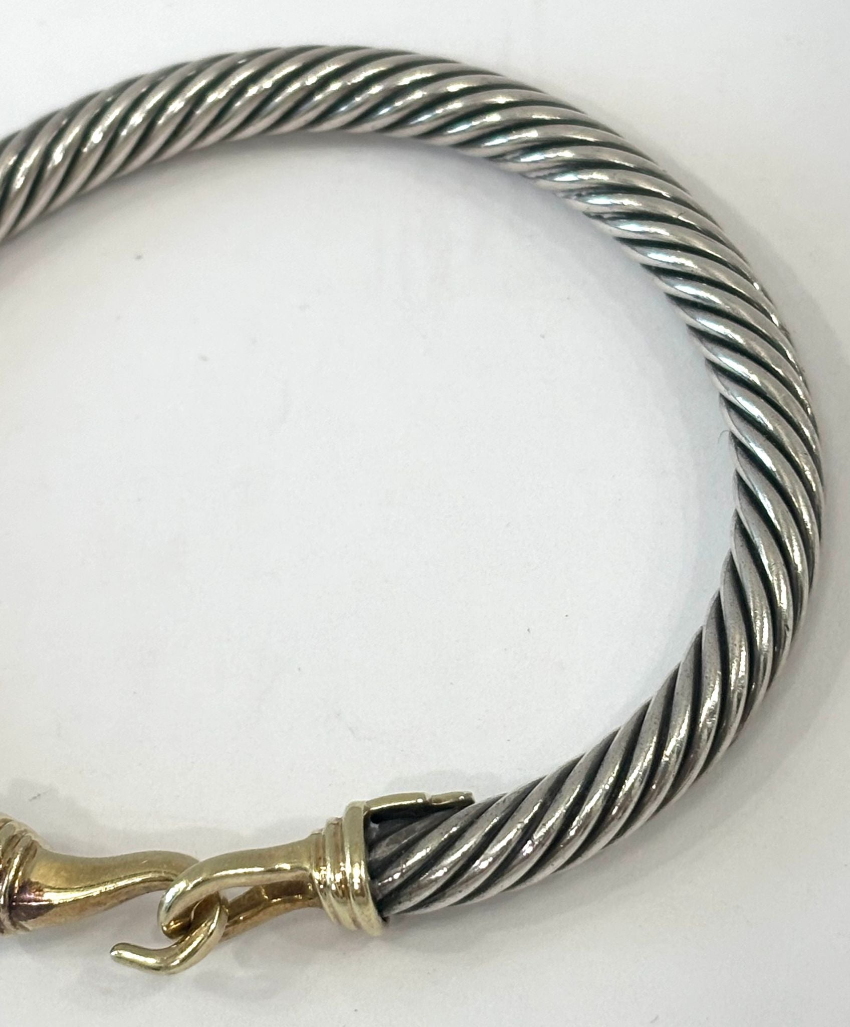 DY BUCKLE CLASSIC CABLE STERLING SILVER 18K GOLD BRACELET