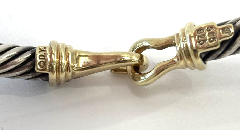 DY BUCKLE CLASSIC CABLE STERLING SILVER 18K GOLD BRACELET