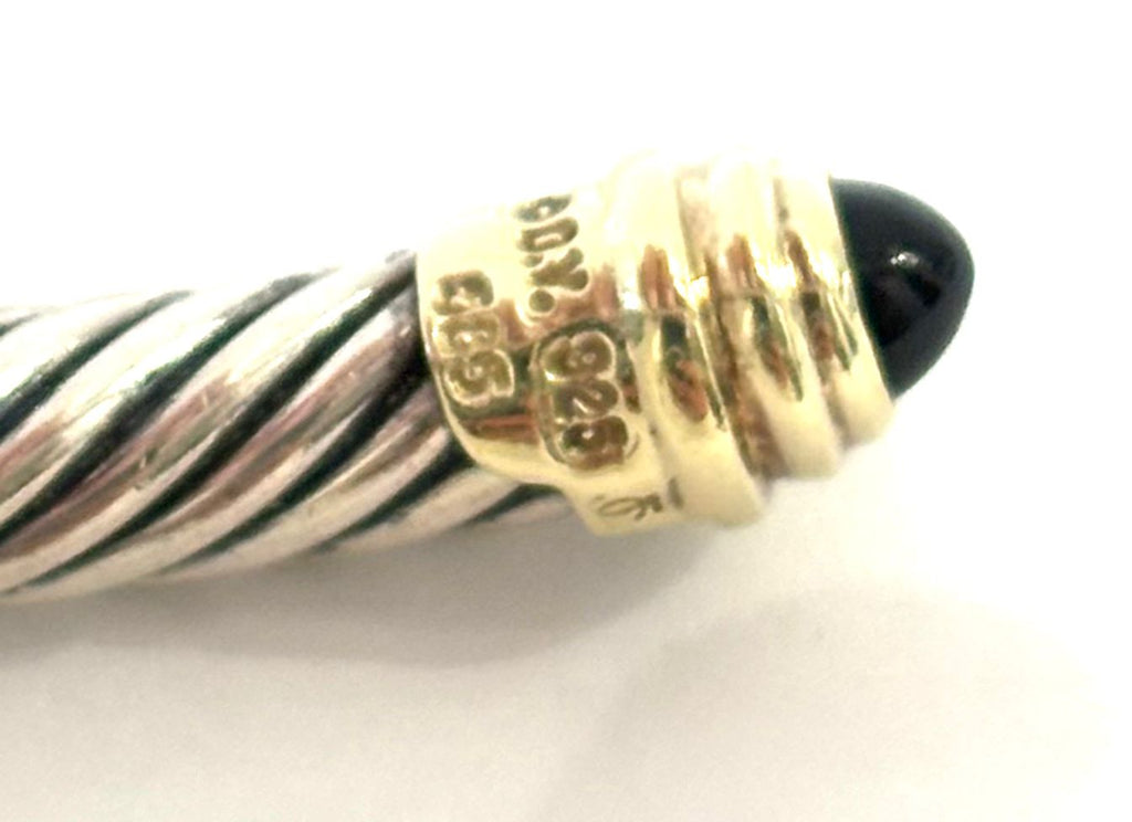 DY CLASSIC CABLE STERLING SILVER 18K GOLD BLACK ONYX BRACELET