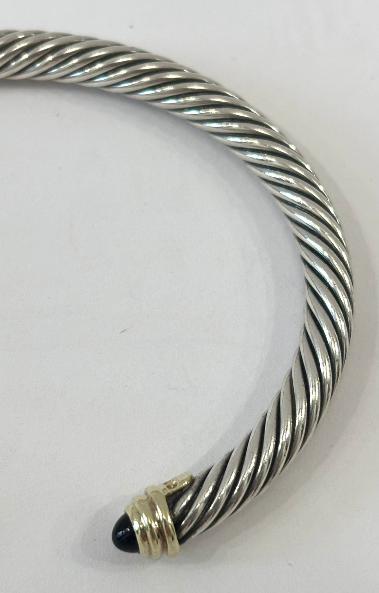 DY CLASSIC CABLE STERLING SILVER 18K GOLD BLACK ONYX BRACELET