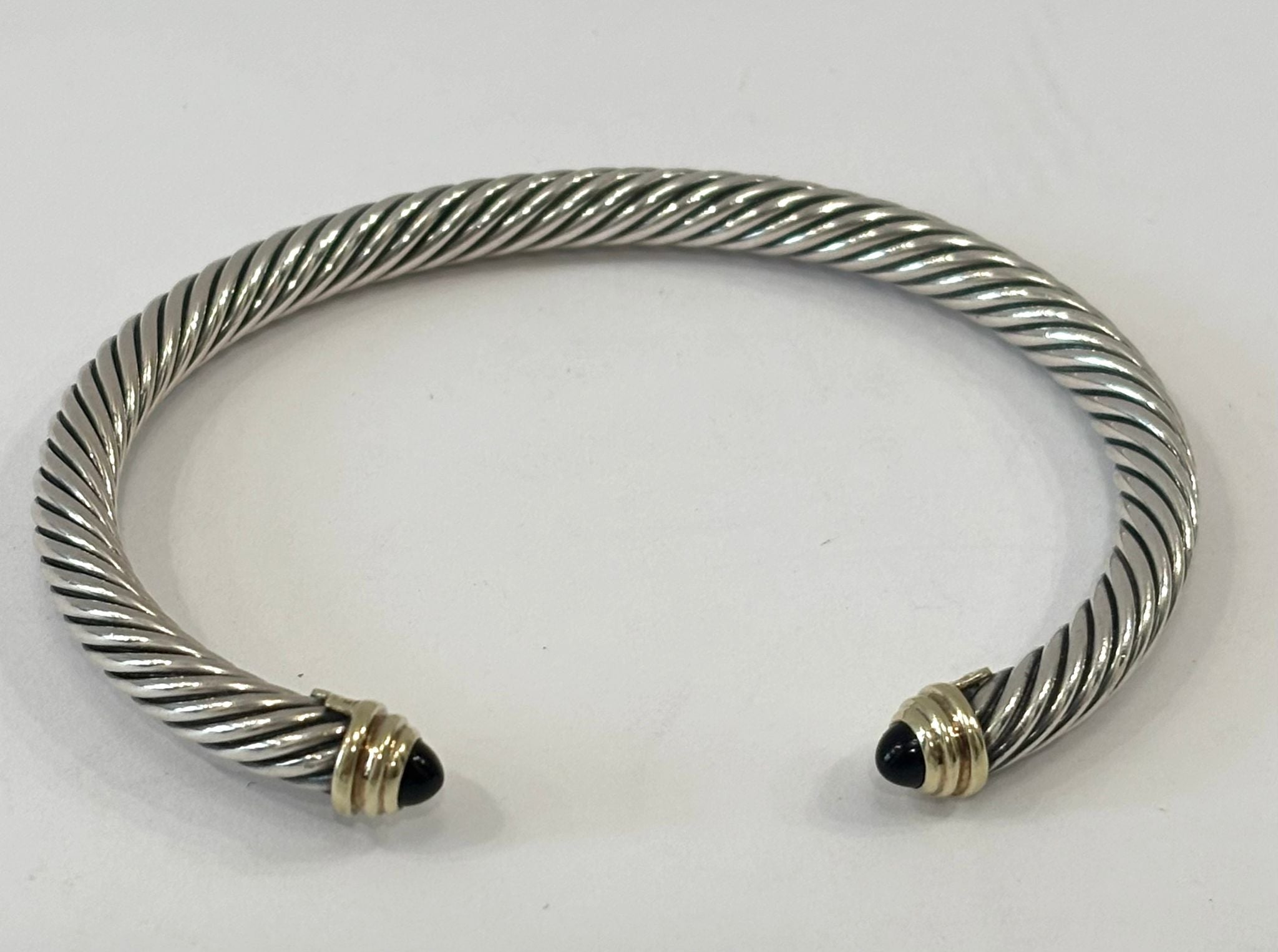 DY CLASSIC CABLE STERLING SILVER 18K GOLD BLACK ONYX BRACELET