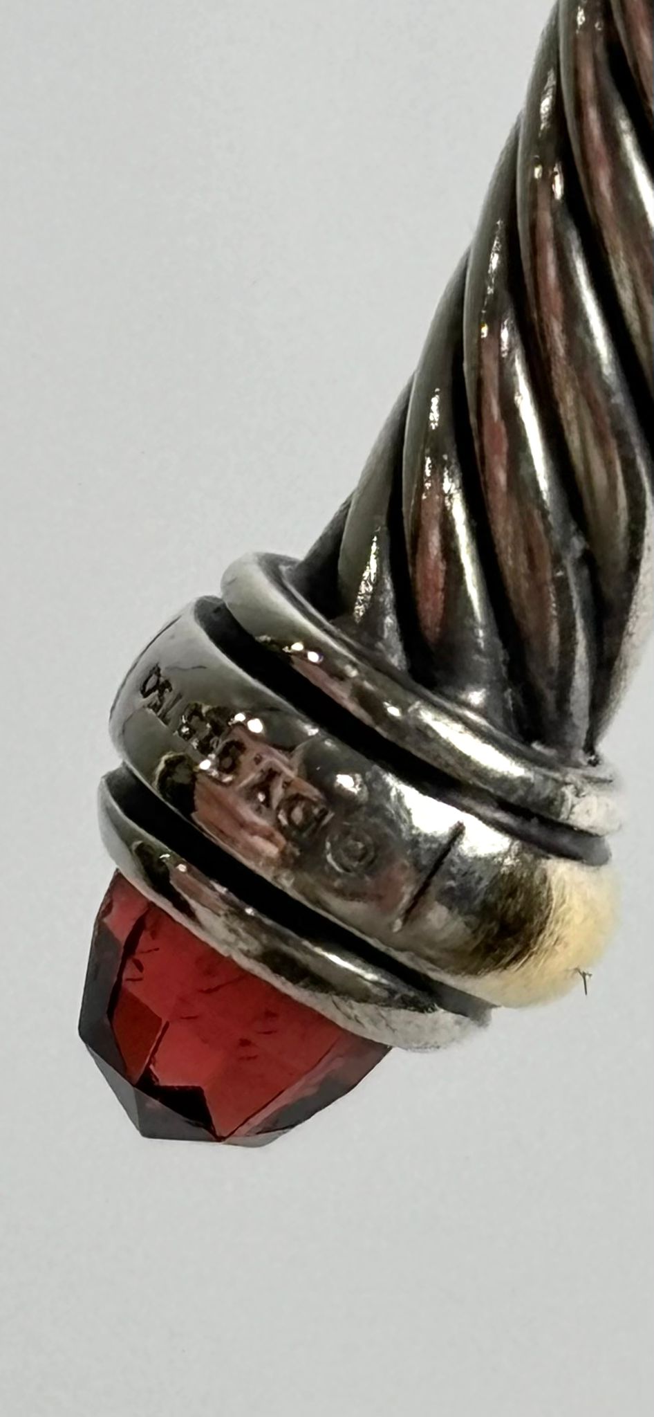 DAVID YURMAN CLASSIC CABLE BRACELET WITH GARNET AND 14K YELLOW GOLD