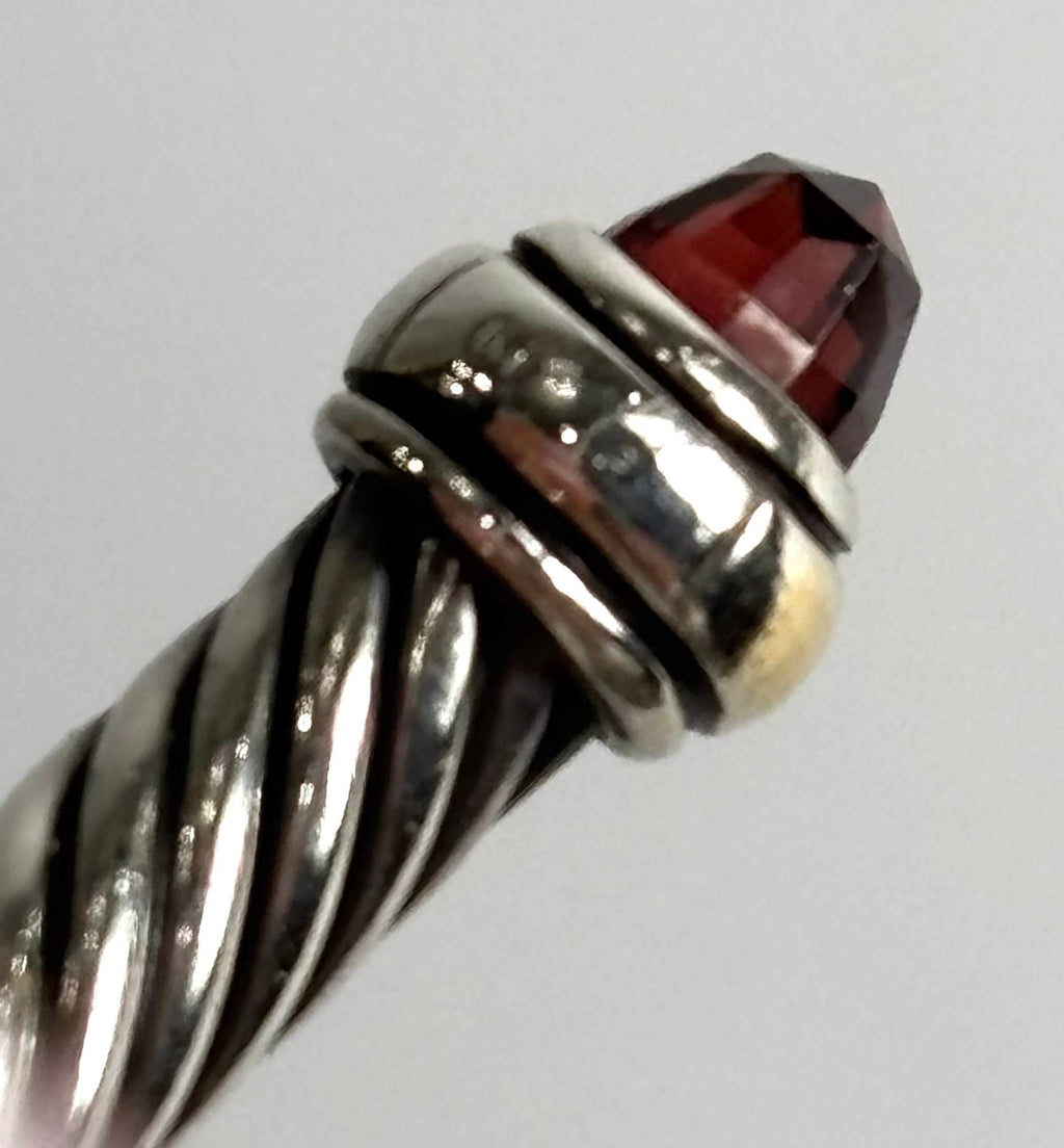 DAVID YURMAN CLASSIC CABLE BRACELET WITH GARNET AND 14K YELLOW GOLD