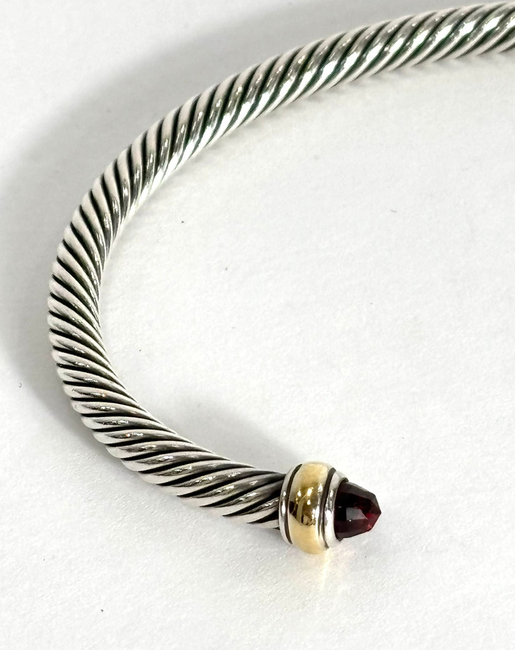 DAVID YURMAN CLASSIC CABLE BRACELET WITH GARNET AND 14K YELLOW GOLD