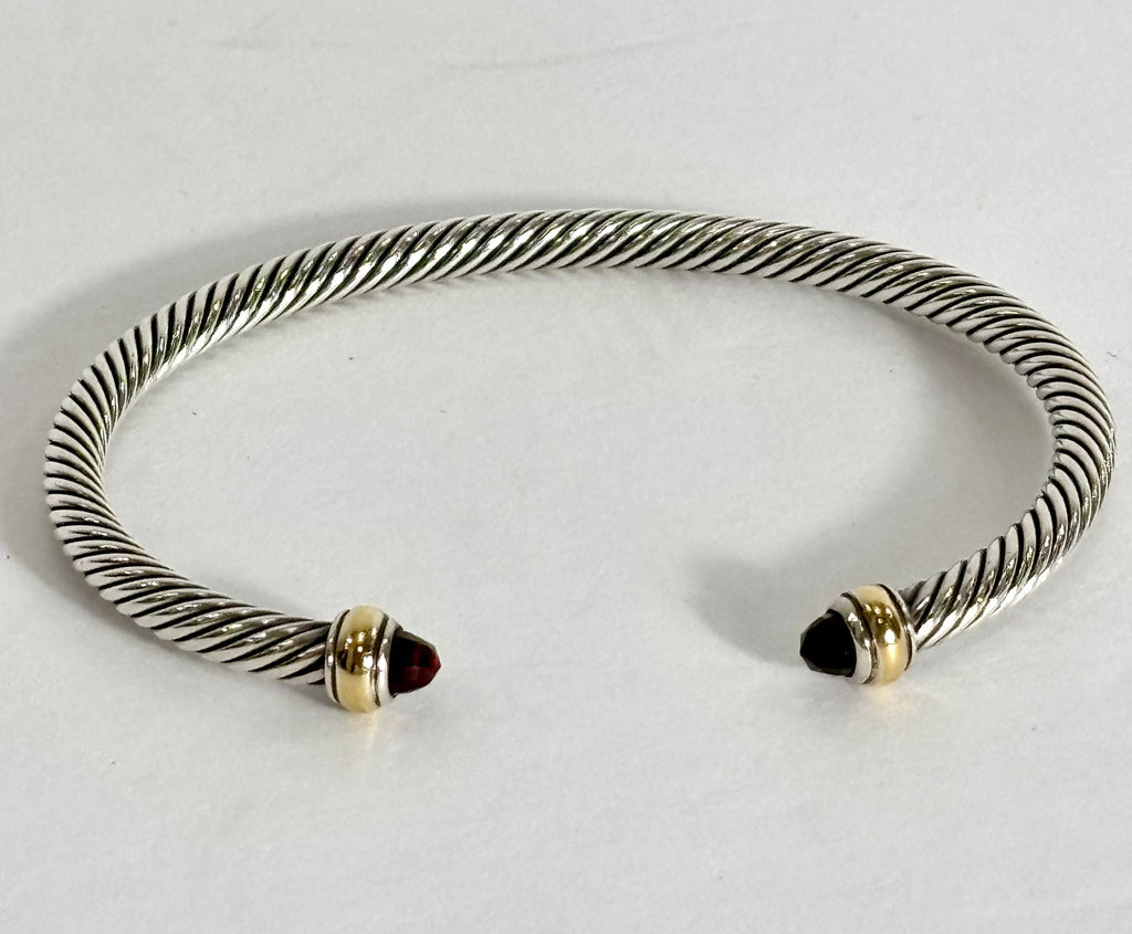 DAVID YURMAN CLASSIC CABLE BRACELET WITH GARNET AND 14K YELLOW GOLD