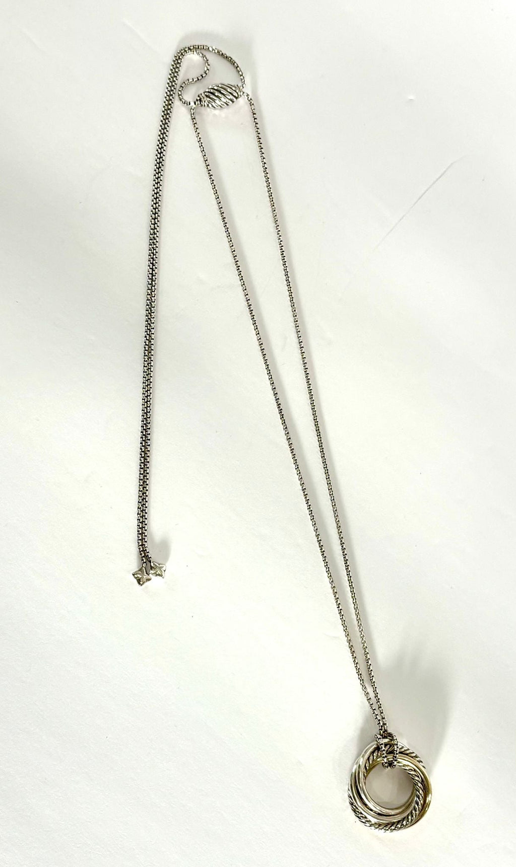 DY STERLING SILVER 14K GOLD CROSSOVER PENDANT NECKLACE