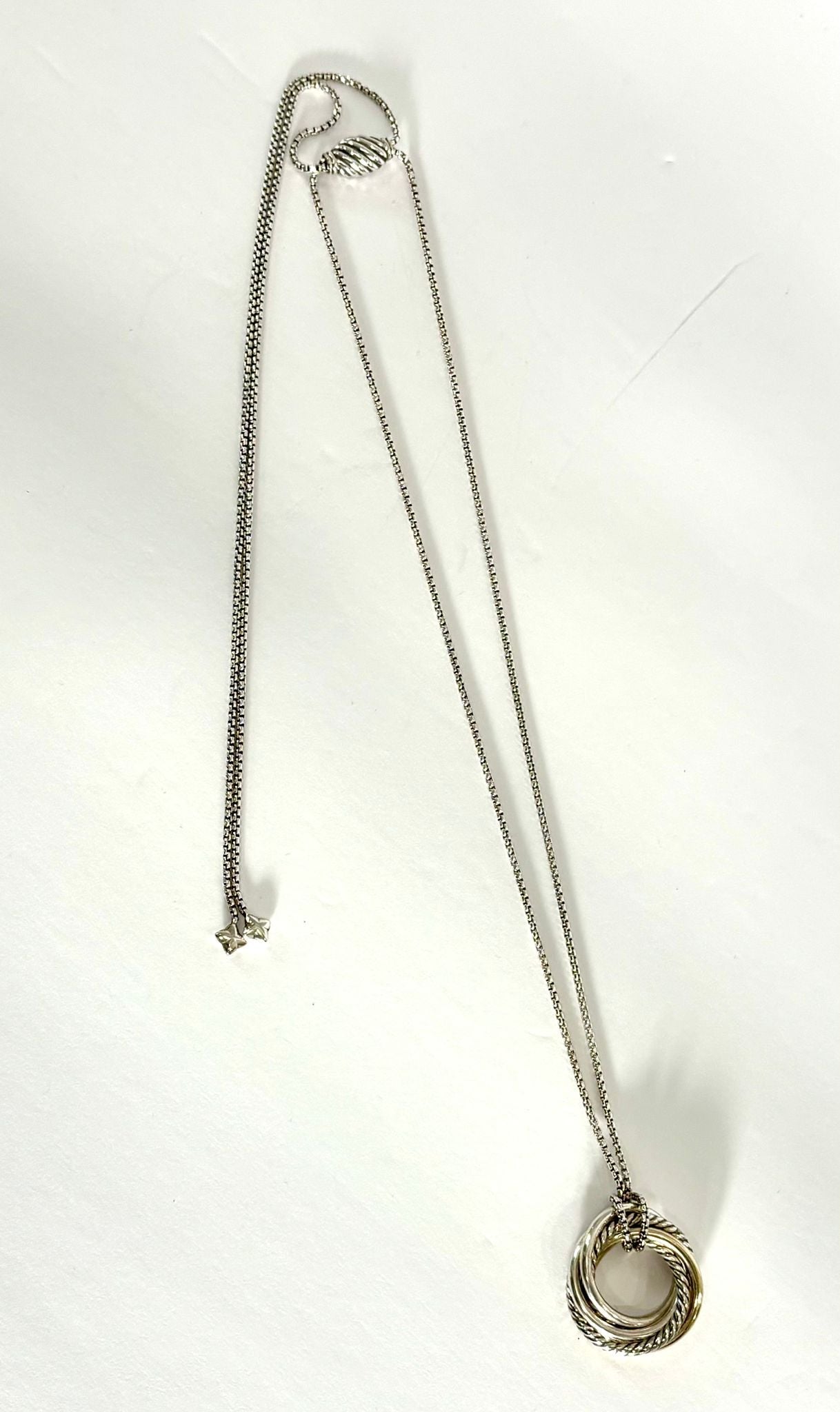 DY STERLING SILVER 14K GOLD CROSSOVER PENDANT NECKLACE
