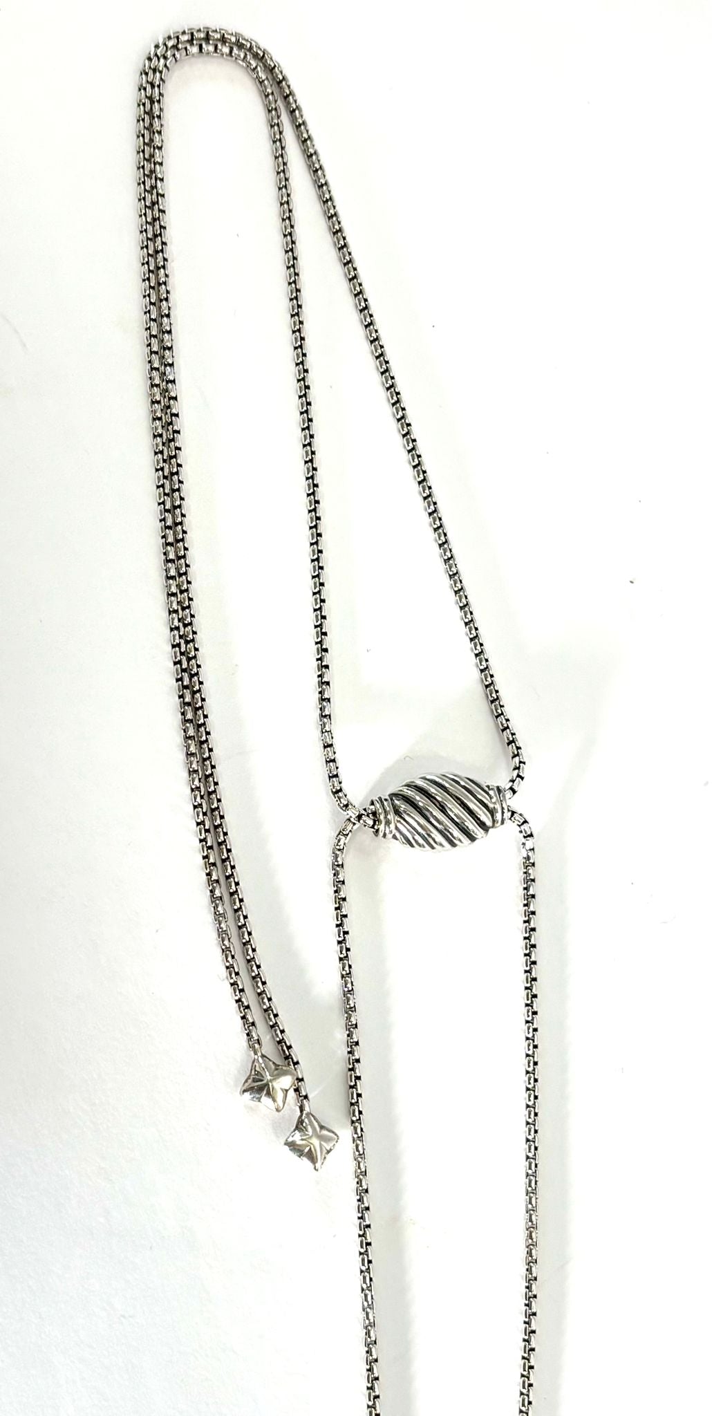DY STERLING SILVER 14K GOLD CROSSOVER PENDANT NECKLACE