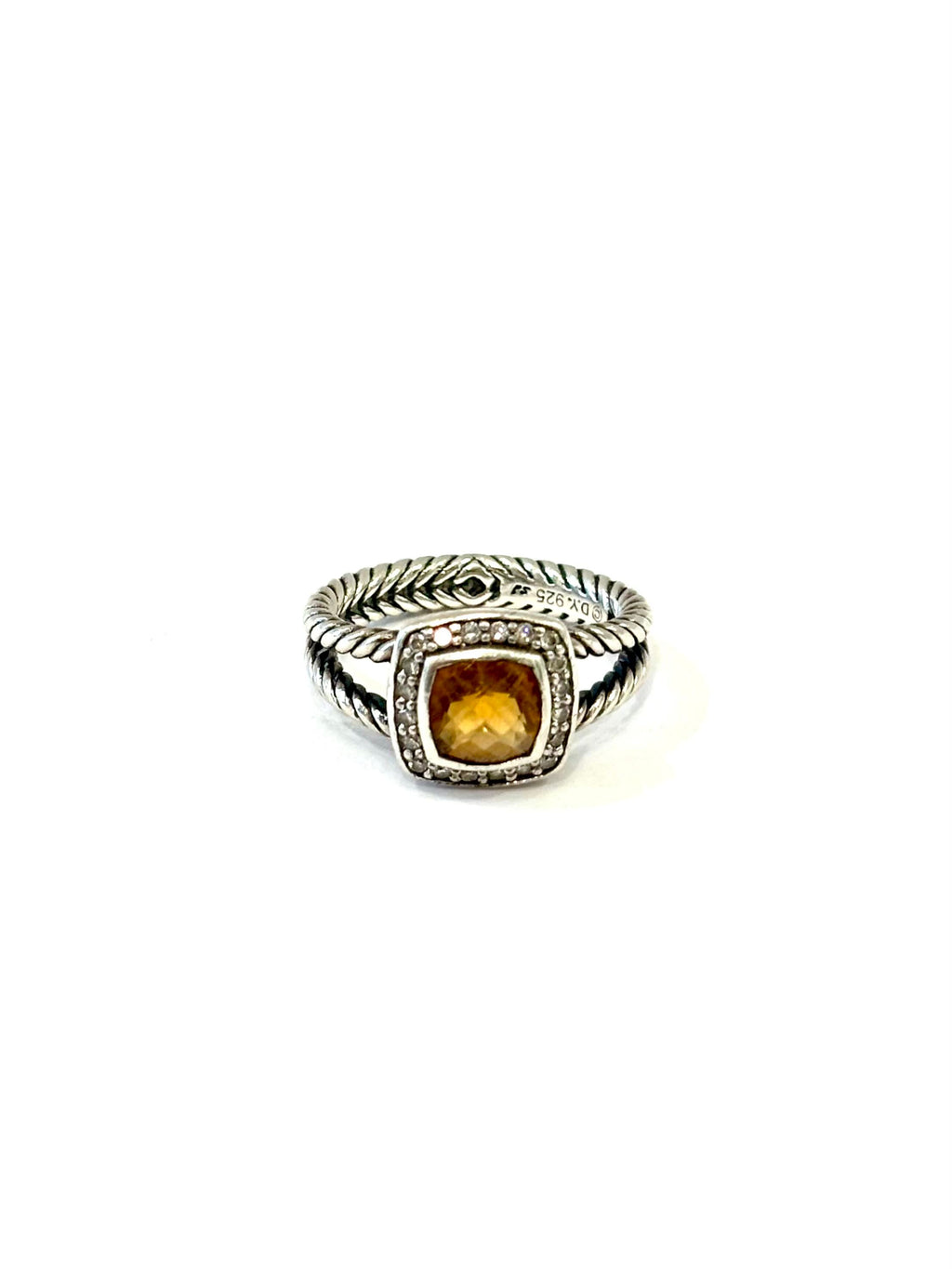 DY PETITE ALBION®  STERLING SILVER CITRINE DIAMONDS RING