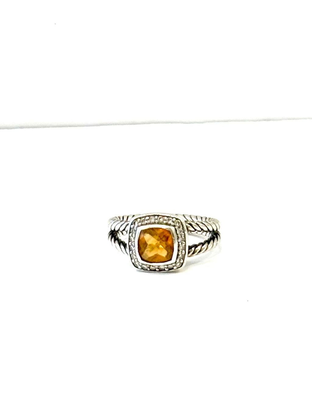 DY PETITE ALBION®  STERLING SILVER CITRINE DIAMONDS RING