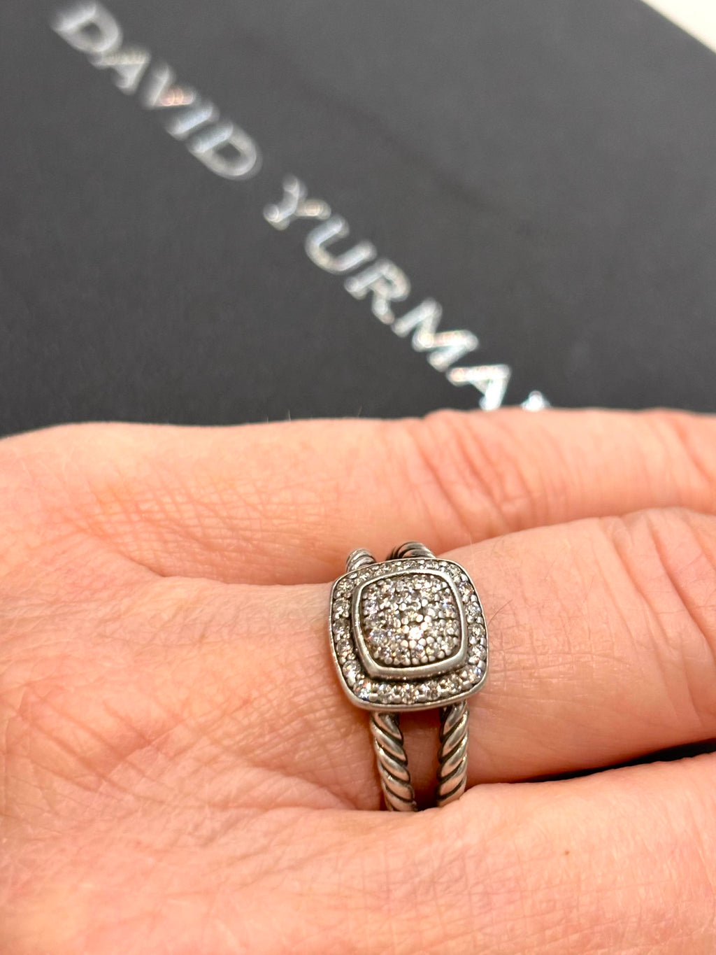 DY STERLING SILVER PAVE DIAMONDS PETITE ALBION RING