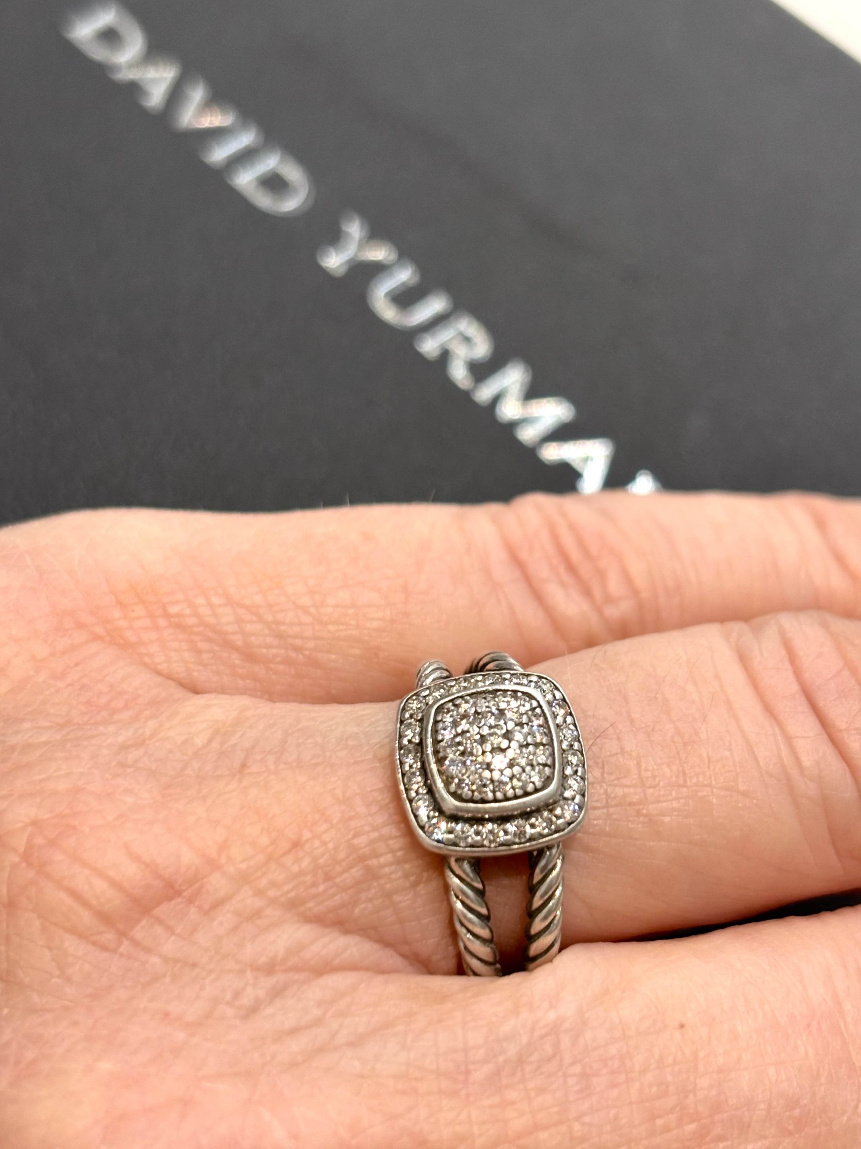 DY STERLING SILVER PAVE DIAMONDS PETITE ALBION RING