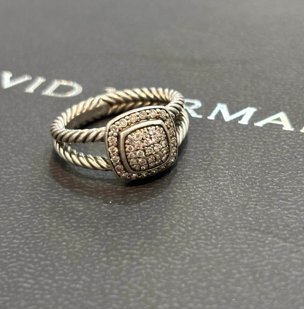 DY STERLING SILVER PAVE DIAMONDS PETITE ALBION RING