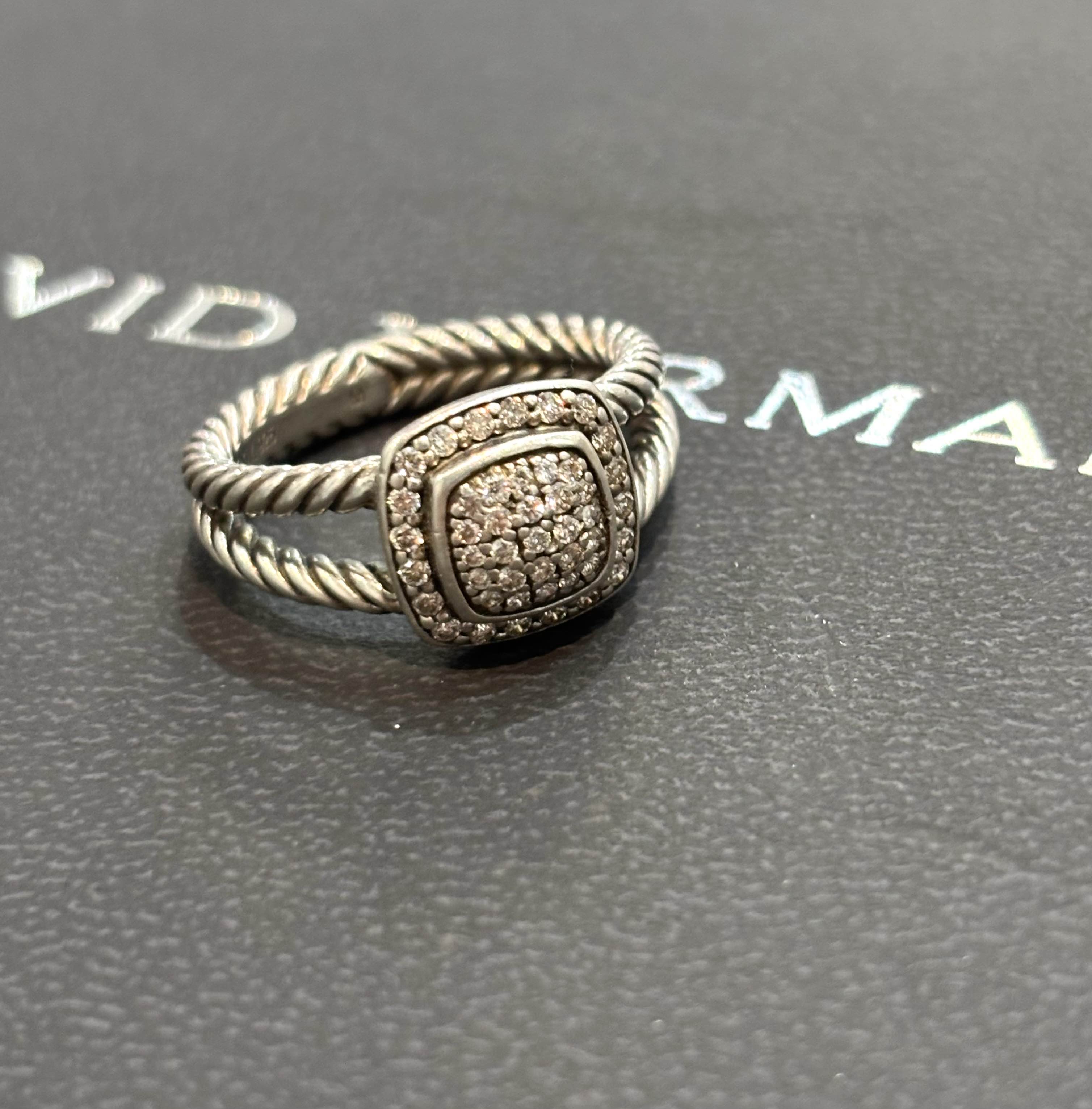 DY STERLING SILVER PAVE DIAMONDS PETITE ALBION RING