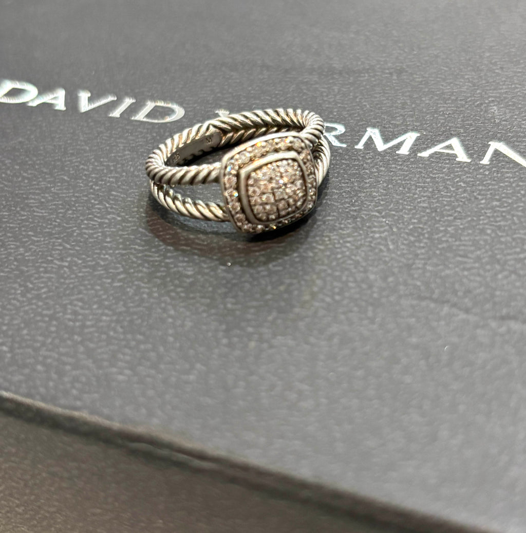 DY STERLING SILVER PAVE DIAMONDS PETITE ALBION RING