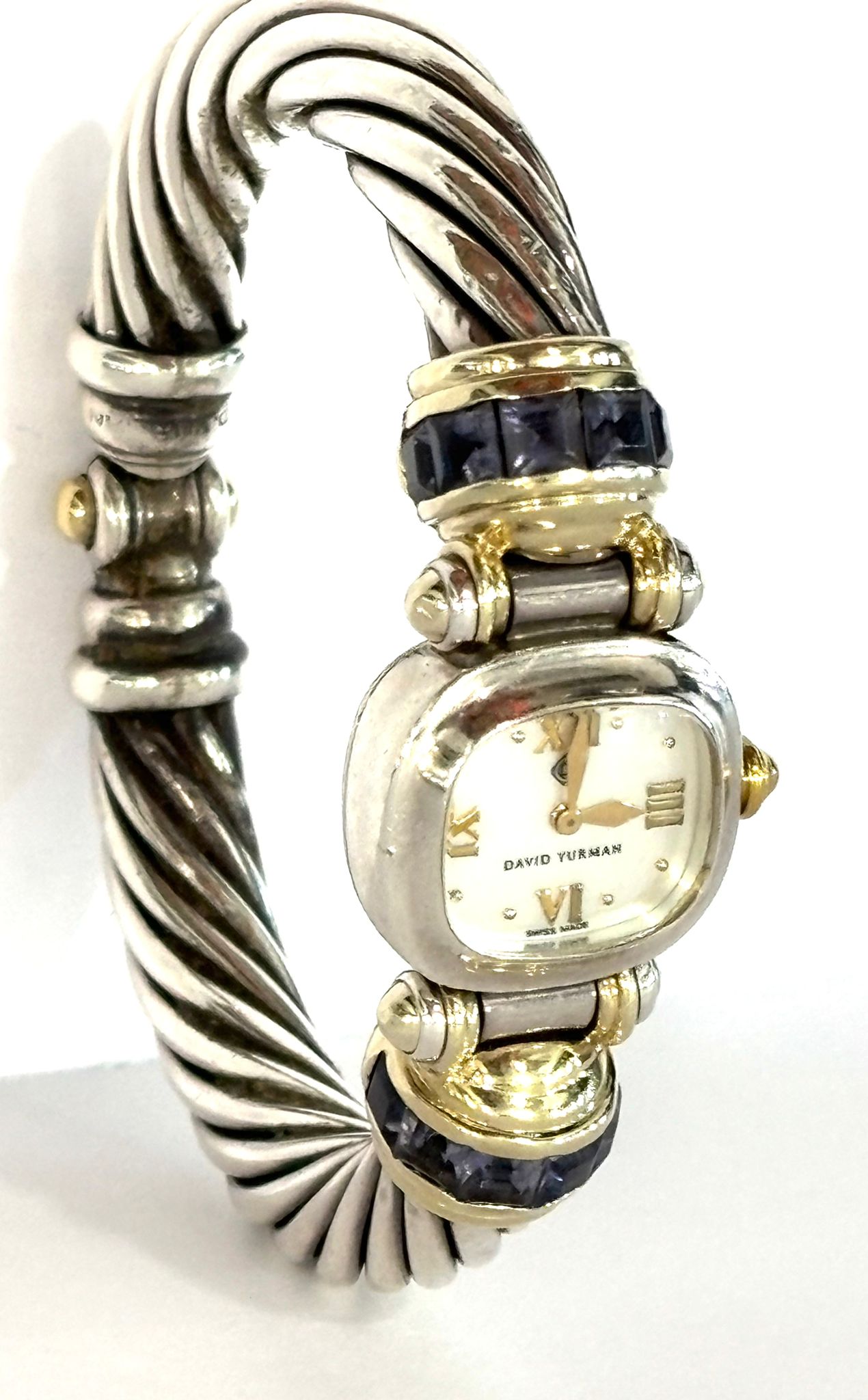 DAVID YURMAN SILVER QUEEN 14K GOLD WATCH