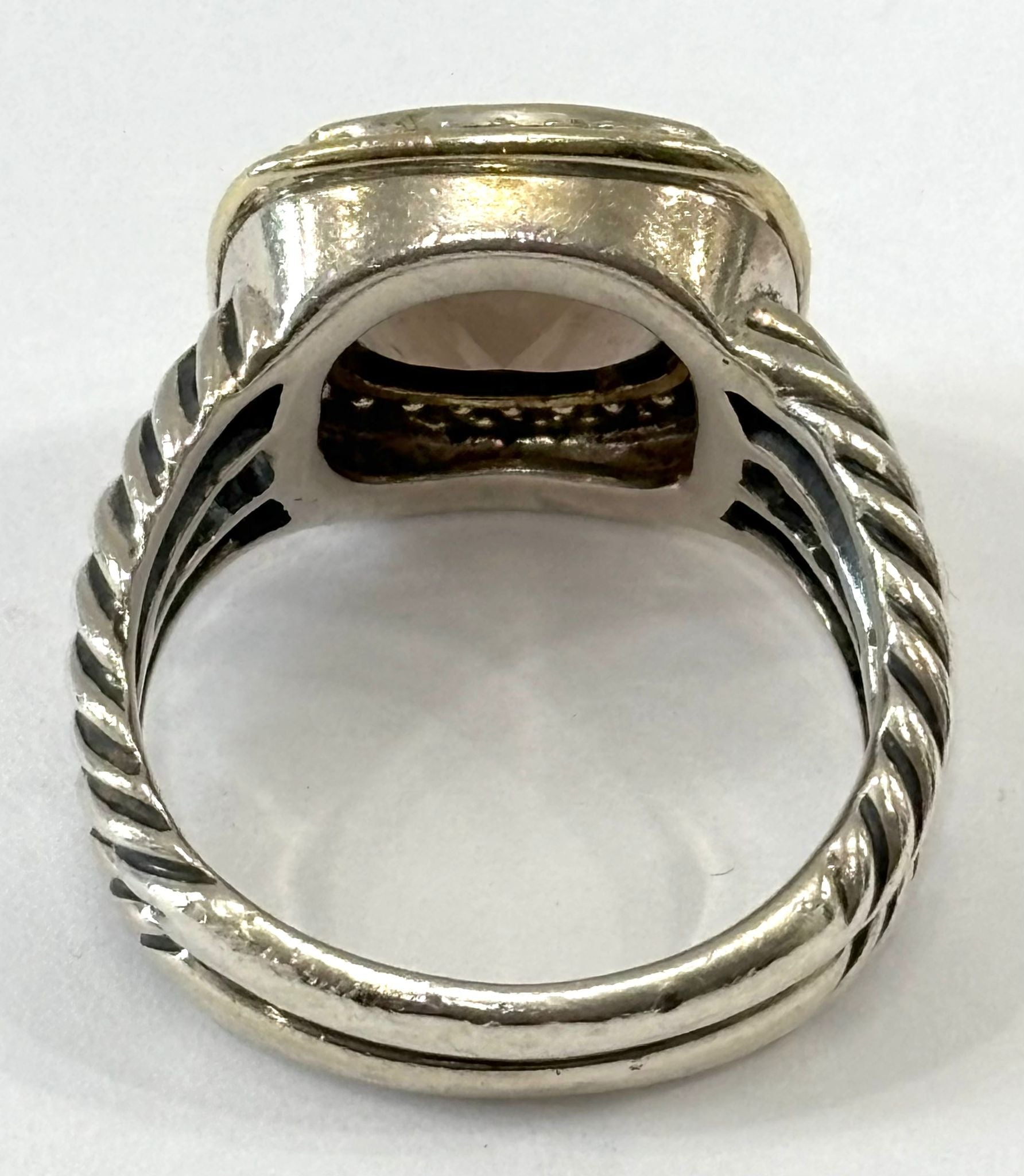DY STERLING SILVER 18K GOLD SMOKY QUARTZ & DIAMOND ALBION RING