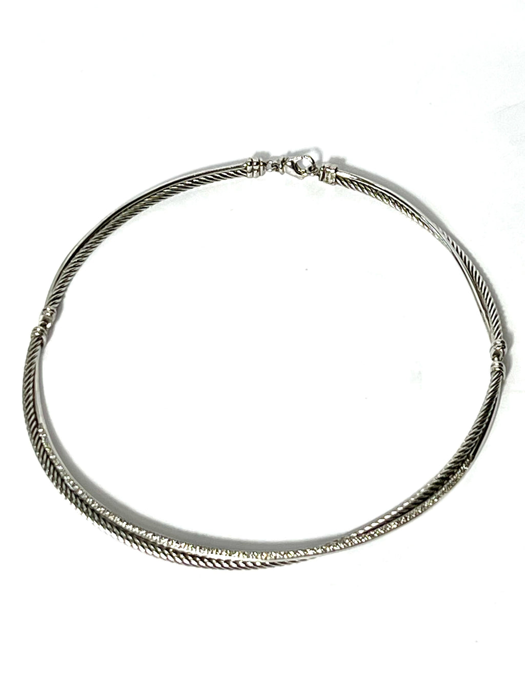 DAVID YURMAN STERLING SILVER 925 DIAMOND CROSSOVER COLLECTION NECKLACE