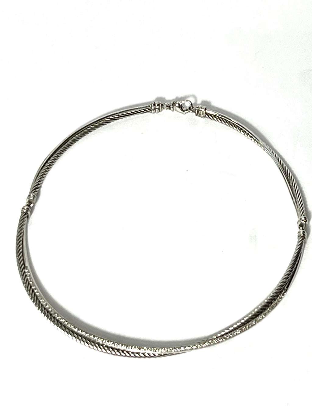 DAVID YURMAN STERLING SILVER 925 DIAMOND CROSSOVER COLLECTION NECKLACE