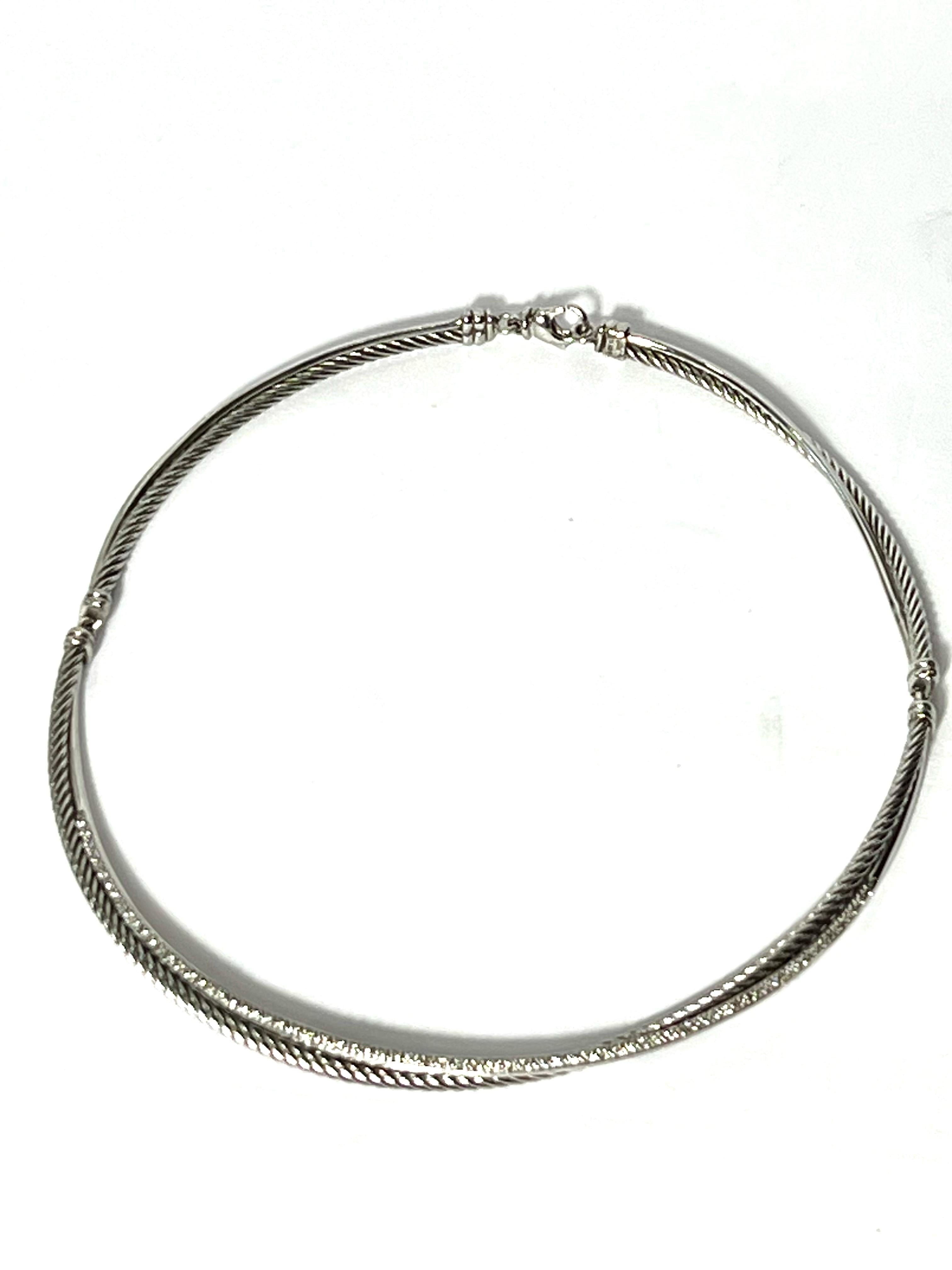 DAVID YURMAN STERLING SILVER 925 DIAMOND CROSSOVER COLLECTION NECKLACE