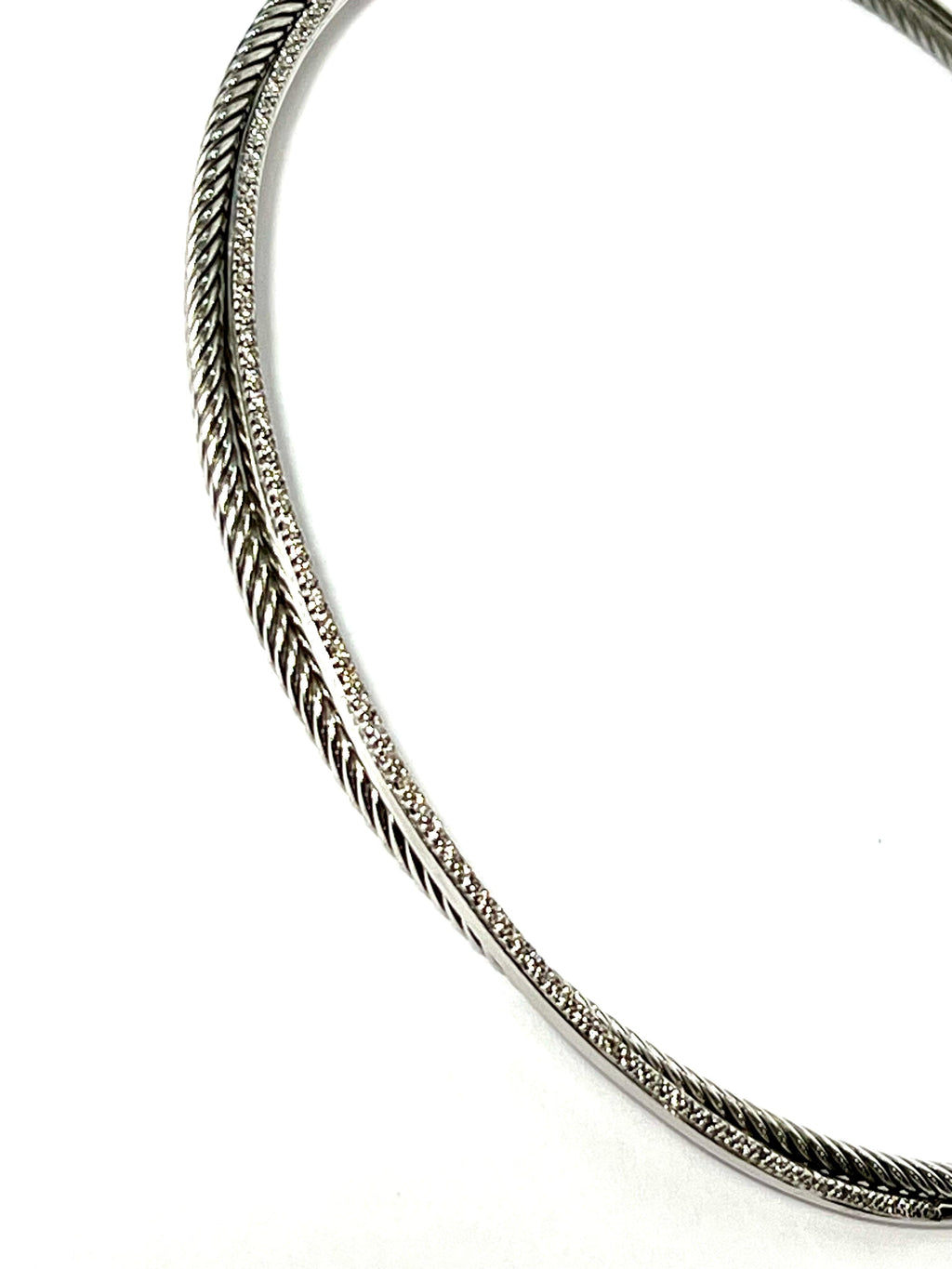DAVID YURMAN STERLING SILVER 925 DIAMOND CROSSOVER COLLECTION NECKLACE