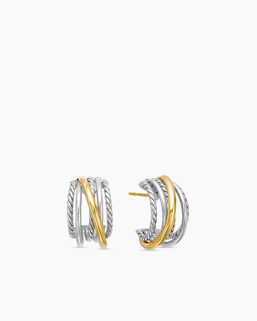 DY STERLING SILVER 18K GOLD CROSSOVER SHRIMP EARRINGS