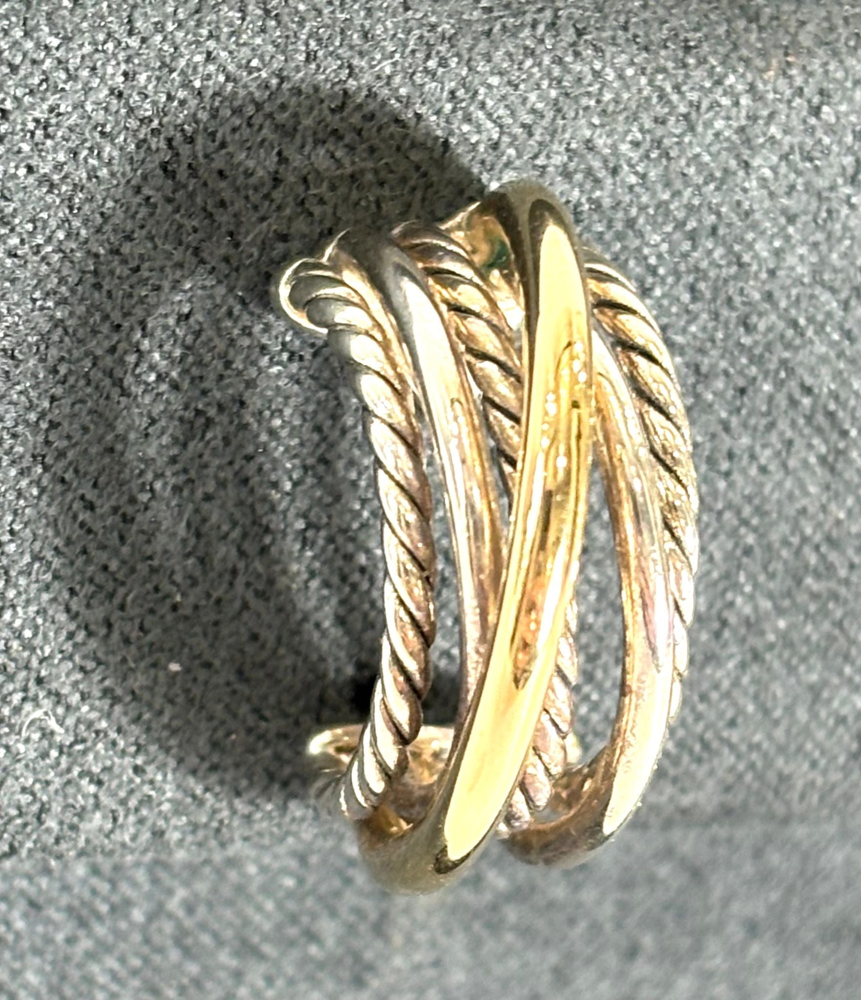 DY STERLING SILVER 18K GOLD CROSSOVER SHRIMP EARRINGS